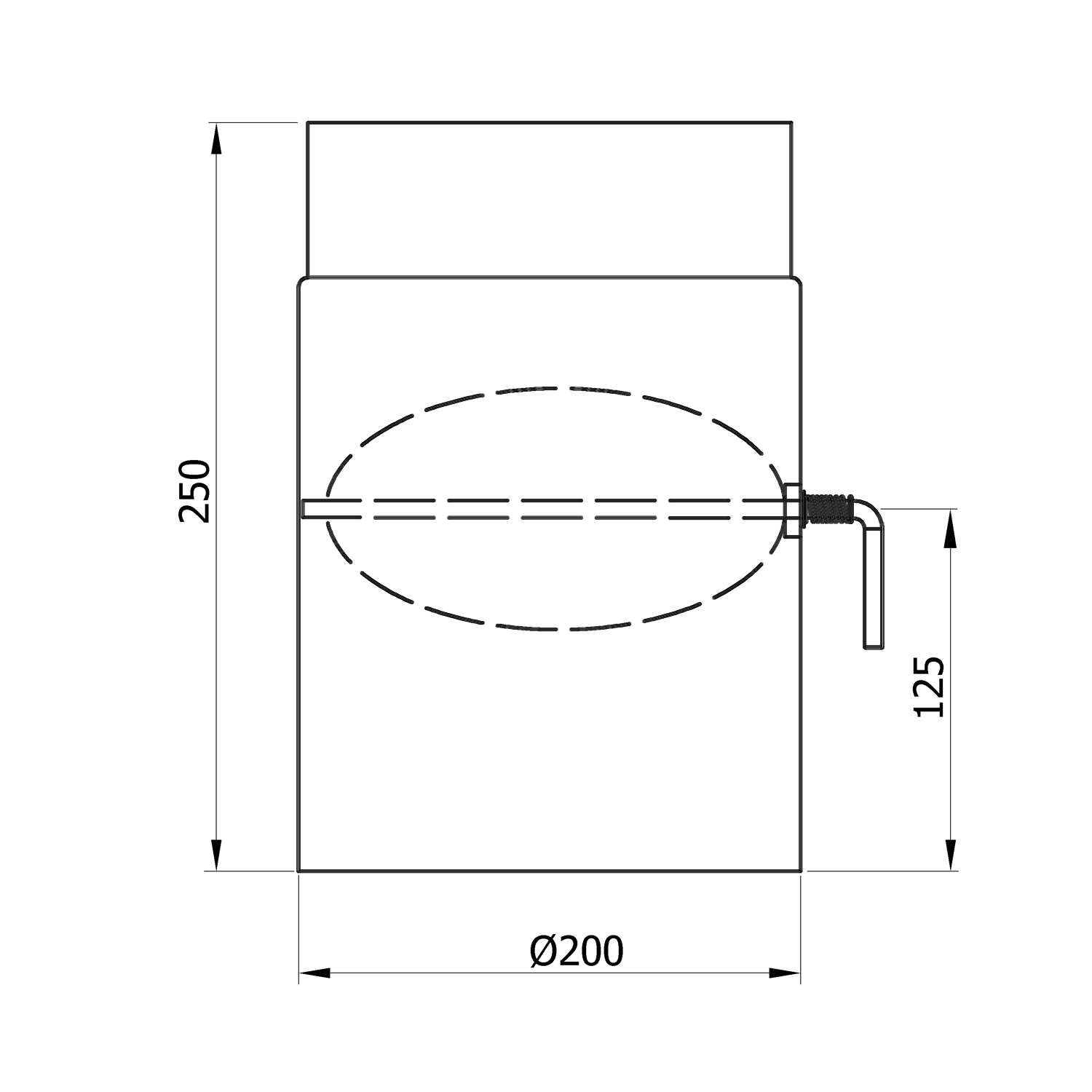 Raik Rauchrohr / Ofenrohr 200mm - 250mm mit Zugregulierung schwarz