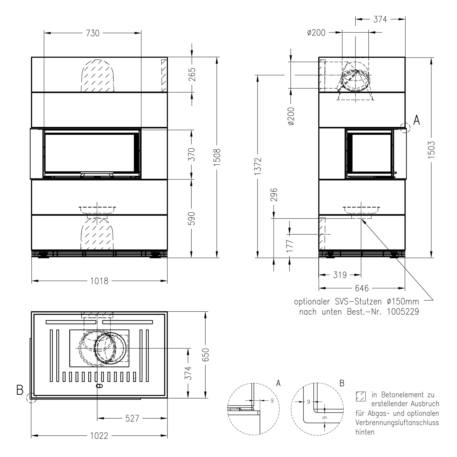 Spartherm Kaminbausatz SIM 1/3 Varia AS-2Lh-4S Natur