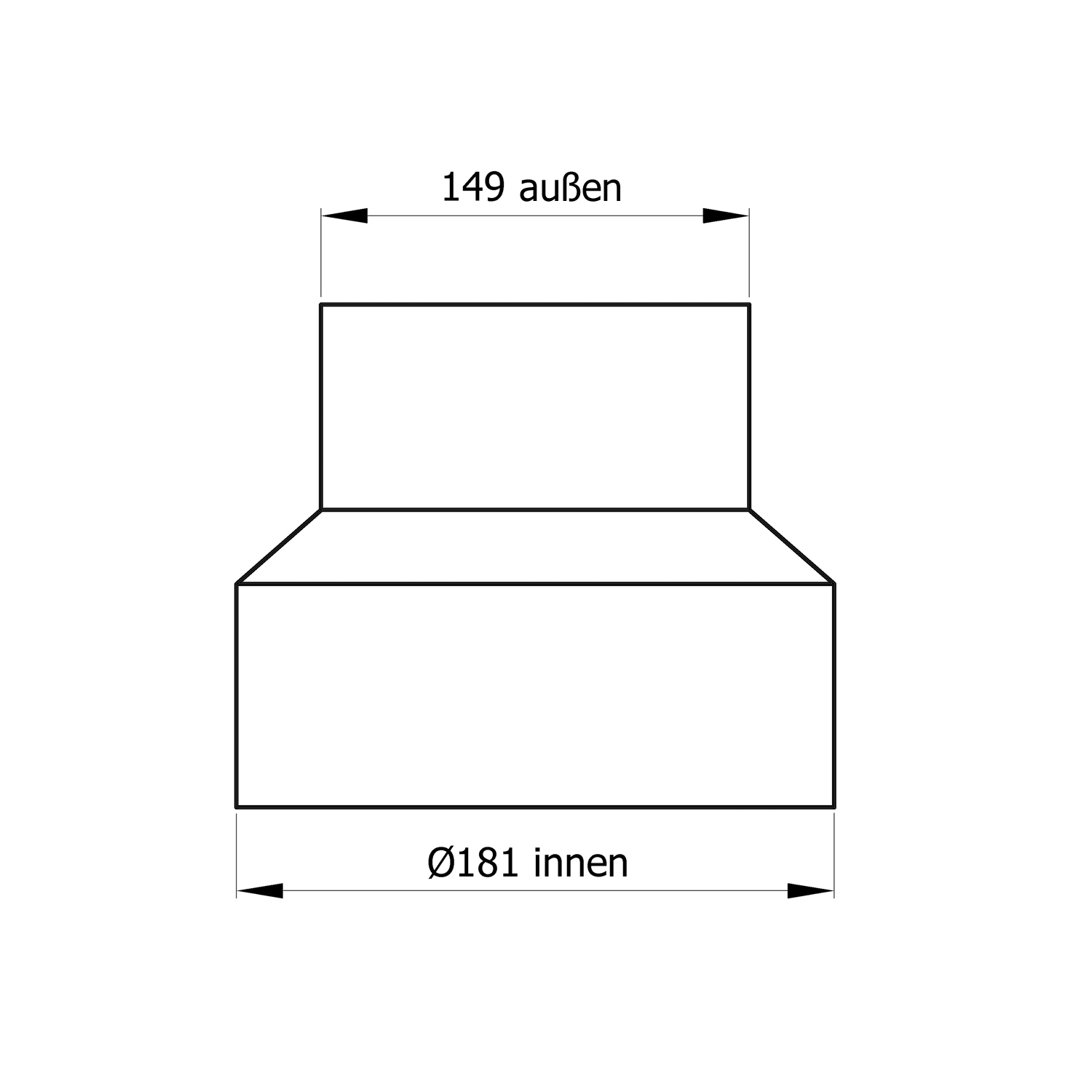 Raik Rauchrohr / Ofenrohr Reduzierung 180mm - 150mm schwarz