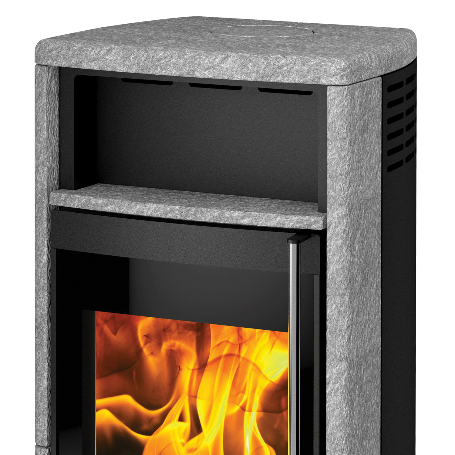 Fireplace Teramo Dauerbrandofen RLU Stahl Schwarz / Speckstein