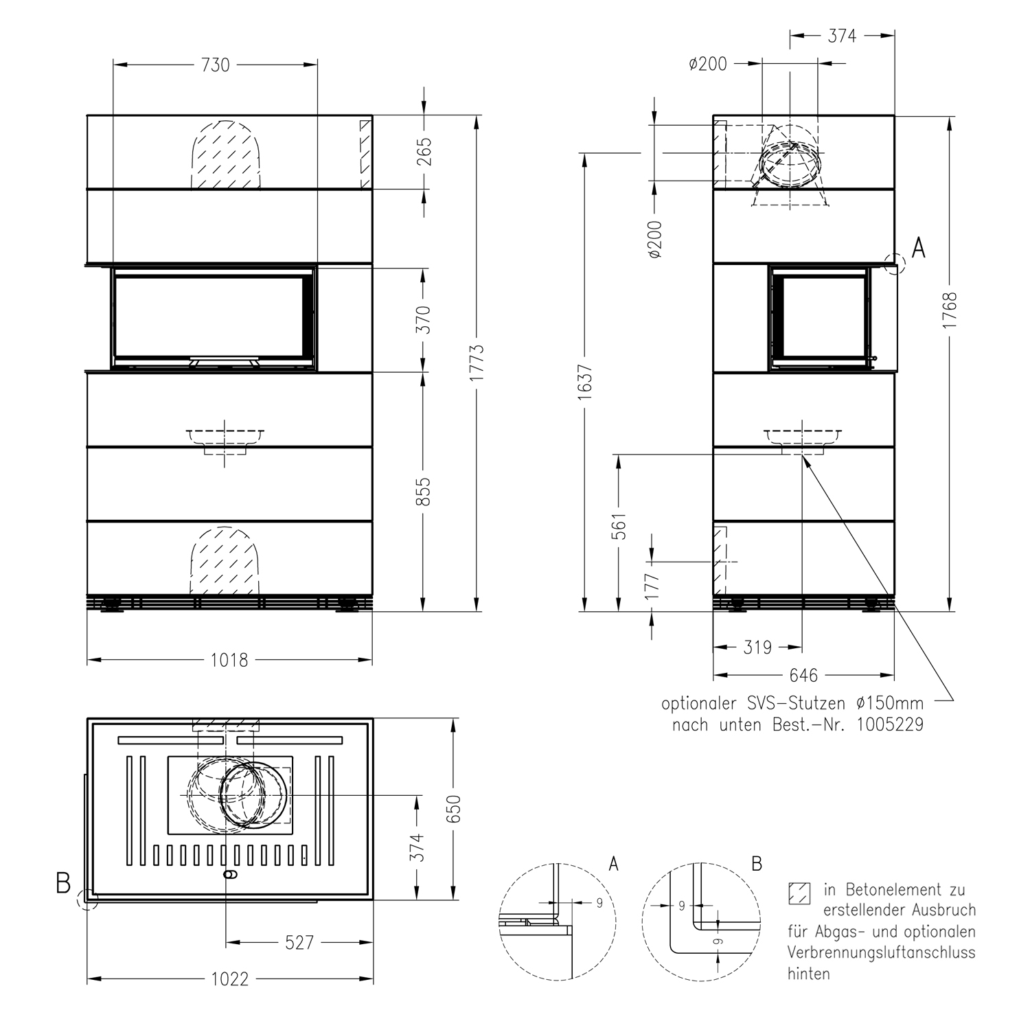 Spartherm Kaminbausatz SIM 1/3 Varia AS-2Lh-4S Natur