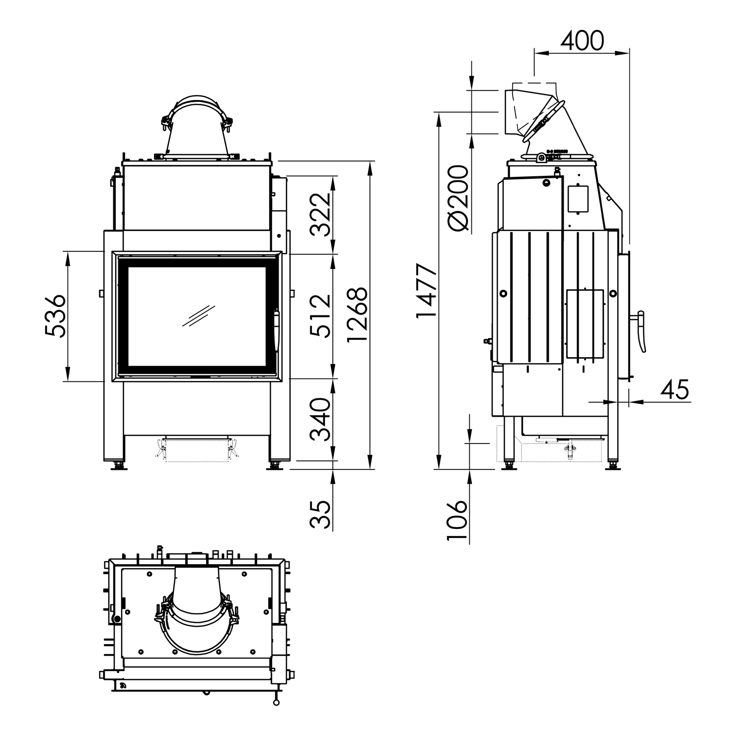 Spartherm Varia 1V H2O XL 9 kW wasserführender Kamineinsatz links