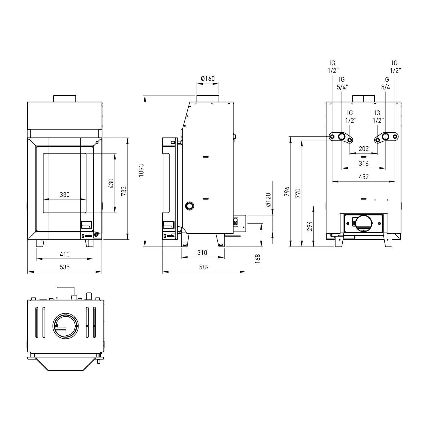 Aquaflam 7 Prisma Manual Wasserführender Kamineinsatz