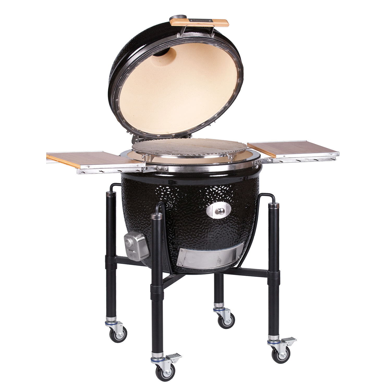 MONOLITH LeCHEF BBQ GURU Keramikgrill PRO-Serie 2.0 Schwarz mit Gestell und Seitentischen