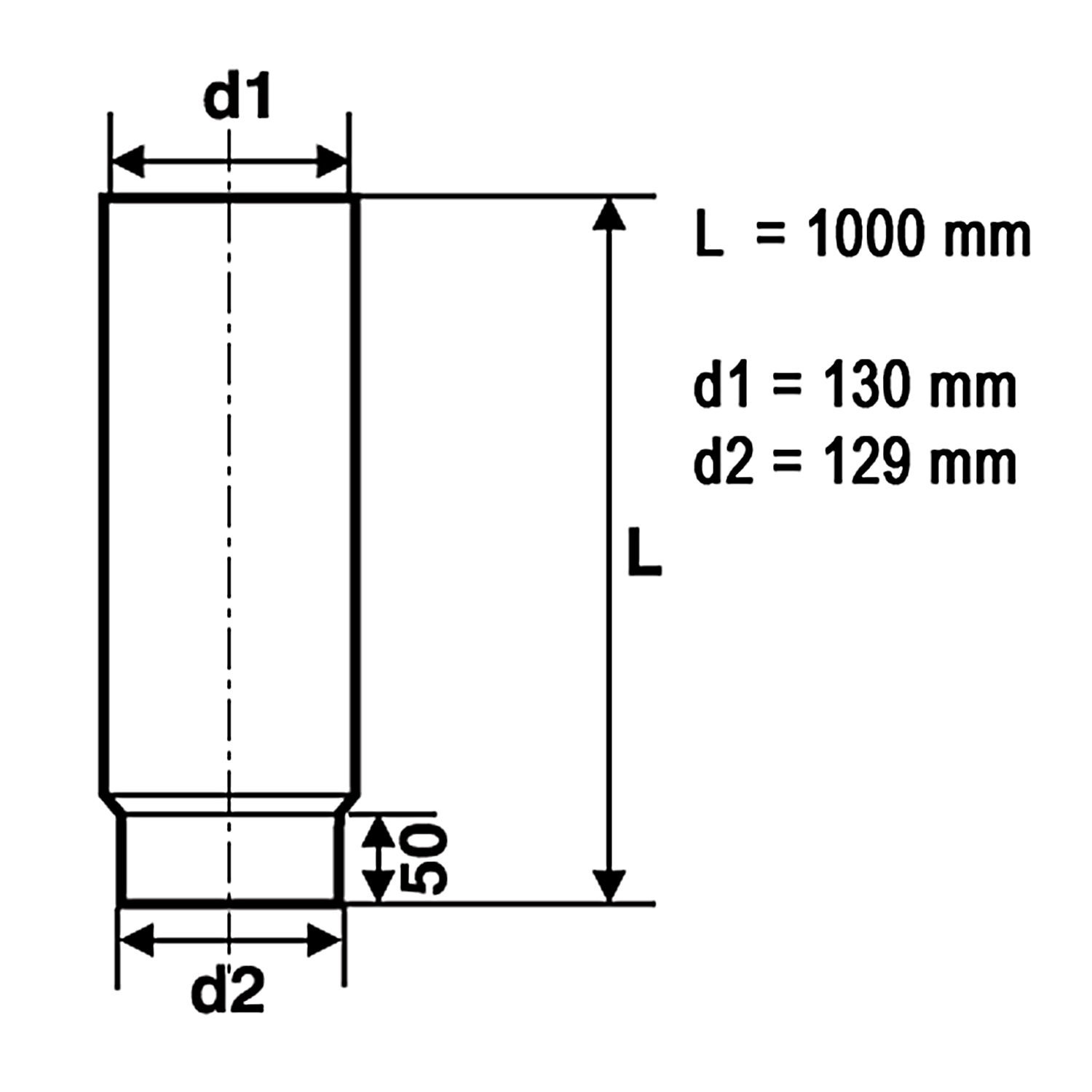 Raik Rauchrohr / Ofenrohr 130mm - 1000mm gussgrau