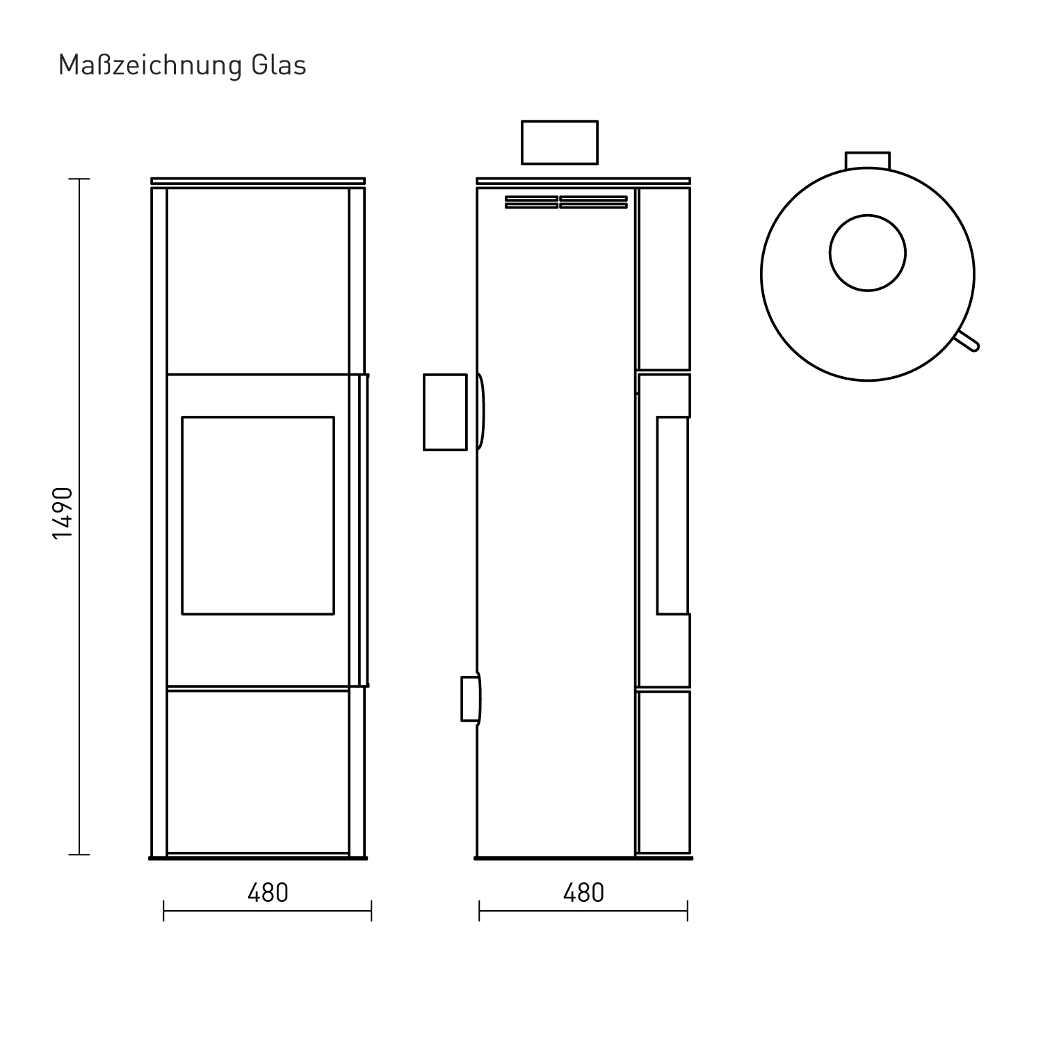 Fireplace Perondi Kaminofen RLU Stahl Schwarz | Topplatte Glas