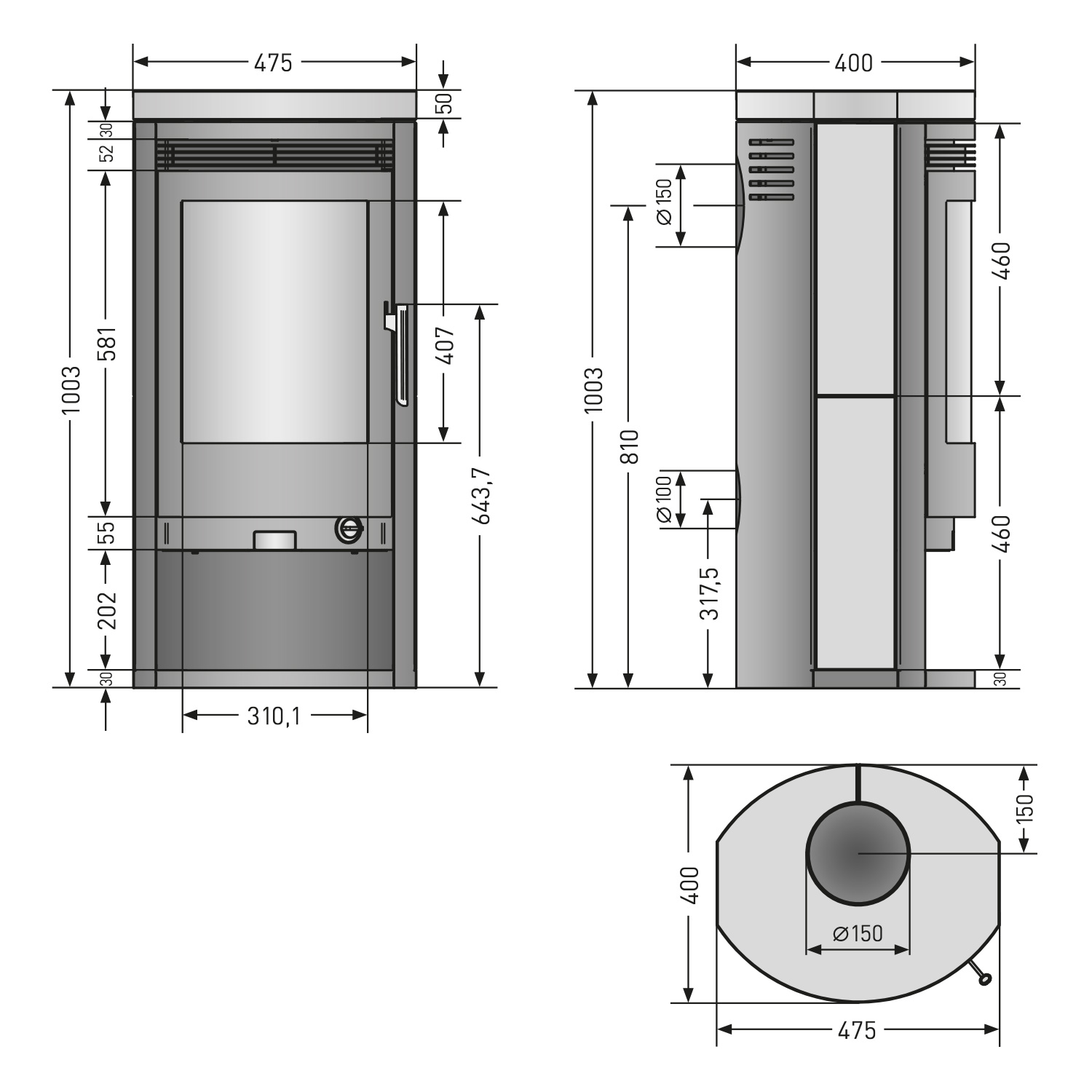 Justus Baltrum 5 D 2.0 Kaminofen Stahl Schwarz