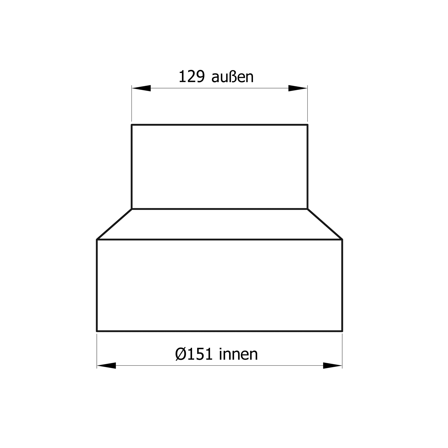 Raik Rauchrohr / Ofenrohr Reduzierung 150mm - 130mm gussgrau