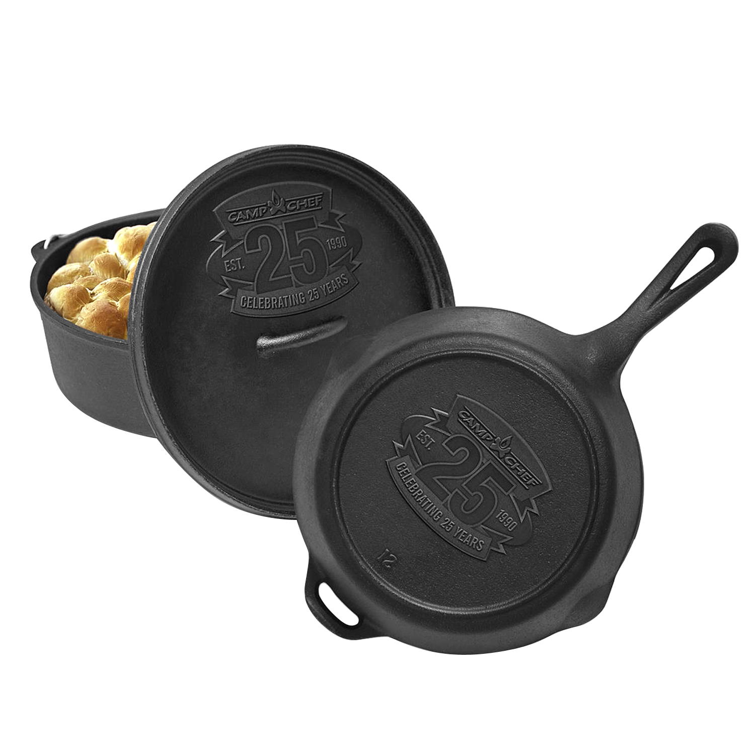 Camp Chef Classic Dutch Oven SDO-12 + Cast Iron Pfanne 30 cm + Deckel