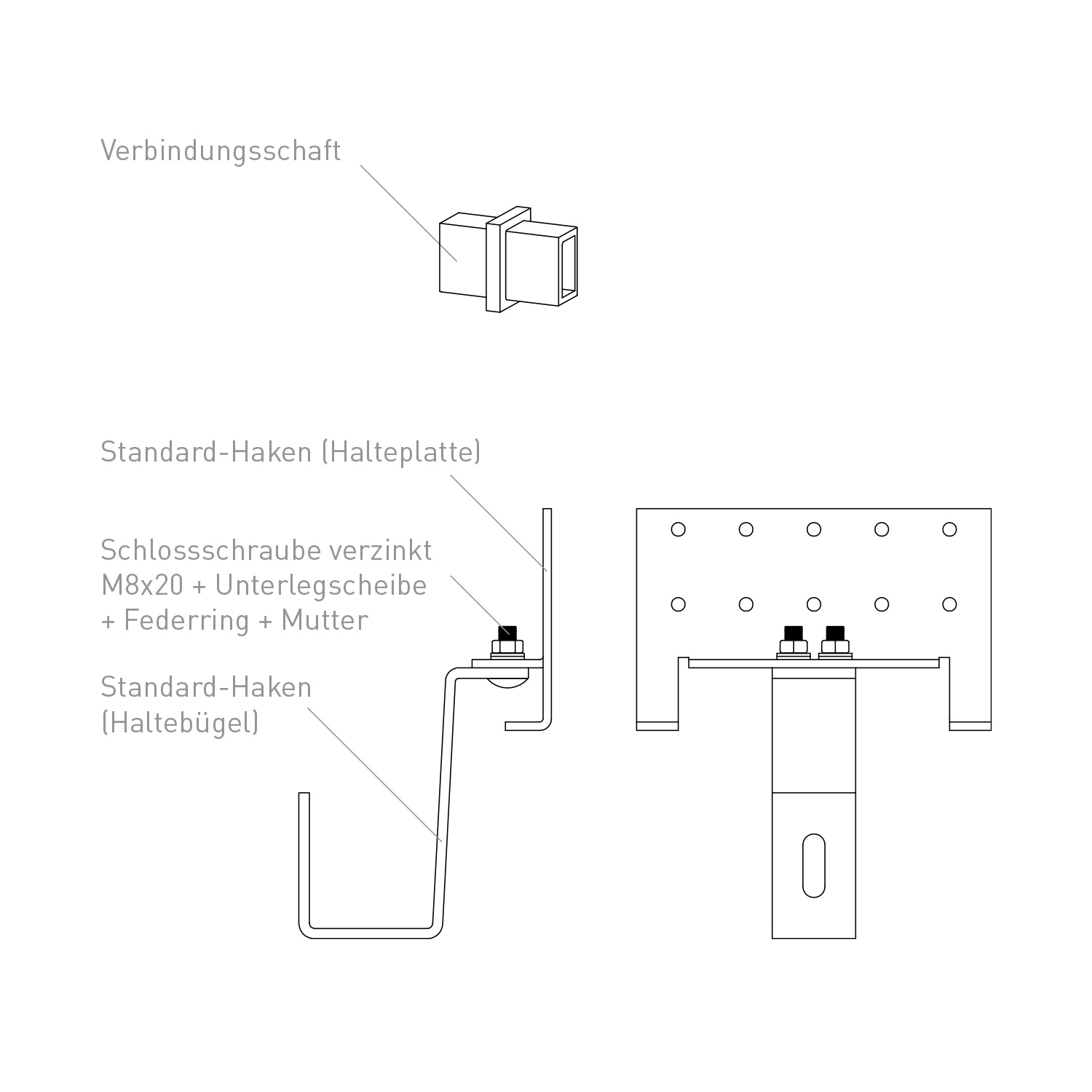 Sunex Standard Schrägdacherweiterungsset 25-60 Grad für 1 Flachkollektor Basicx 2.0