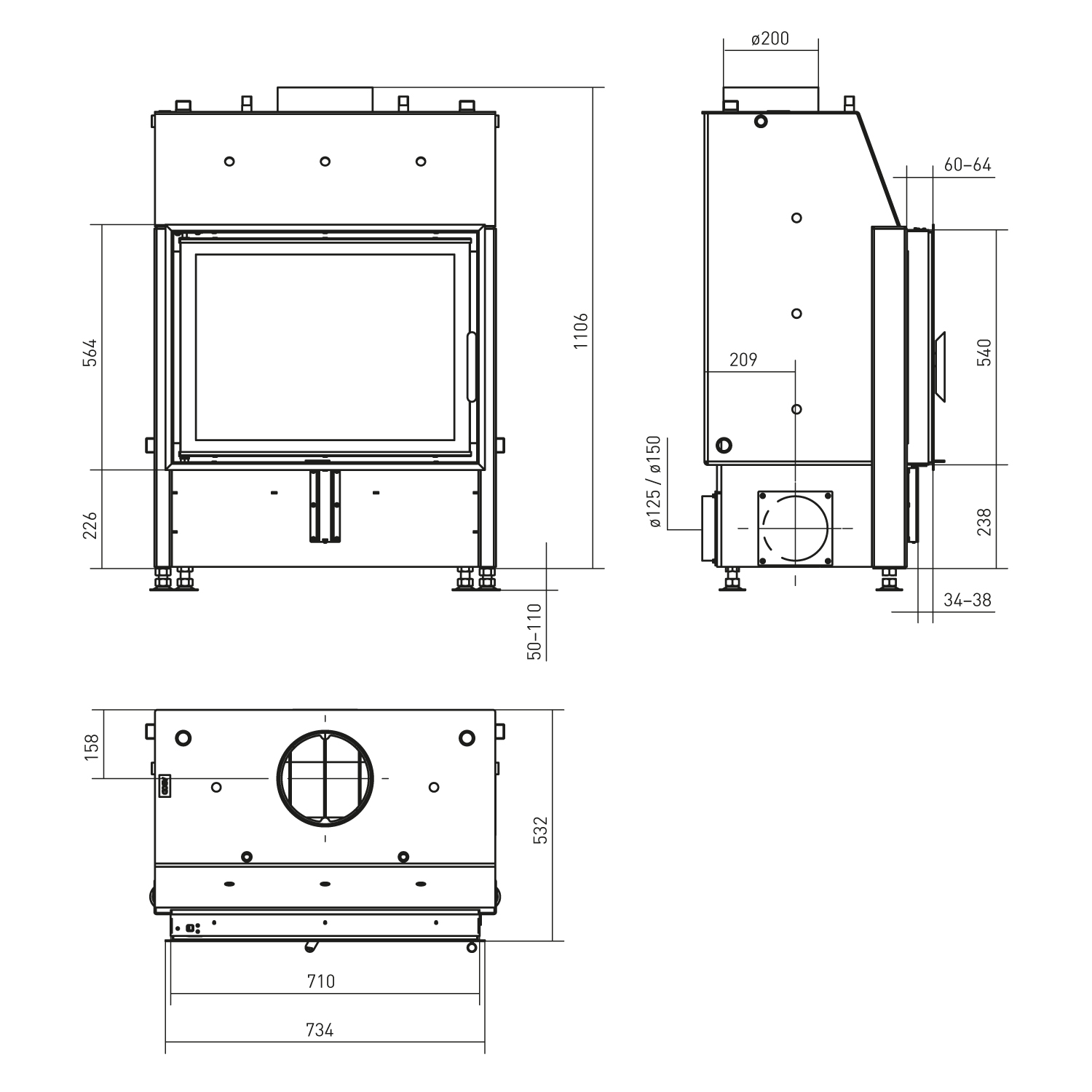 Schmitzker No5 17 kW Wasserführender Kamineinsatz