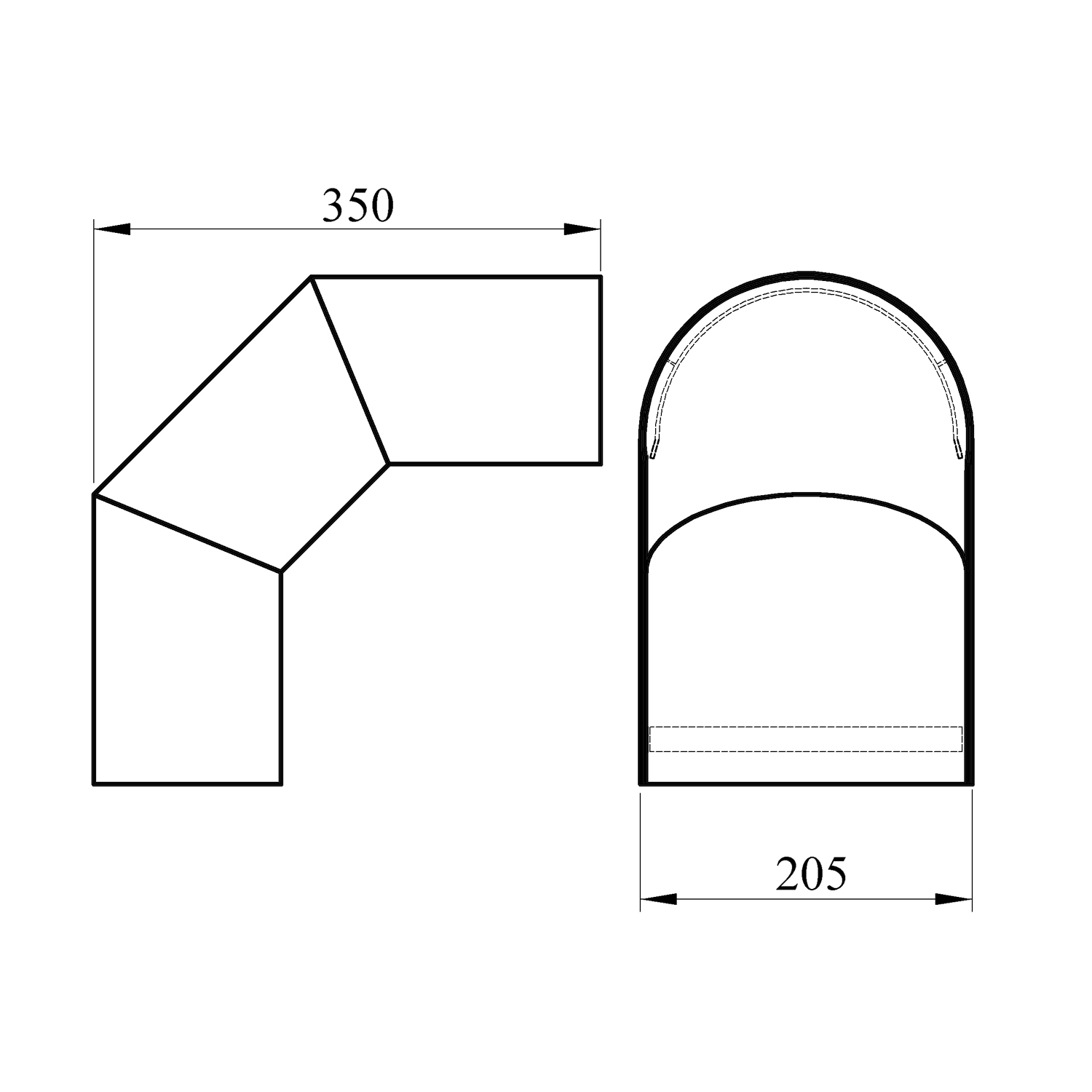 Raik Rauchrohrbogen / Ofenrohr 180mm - Thermoschild 90° schwarz