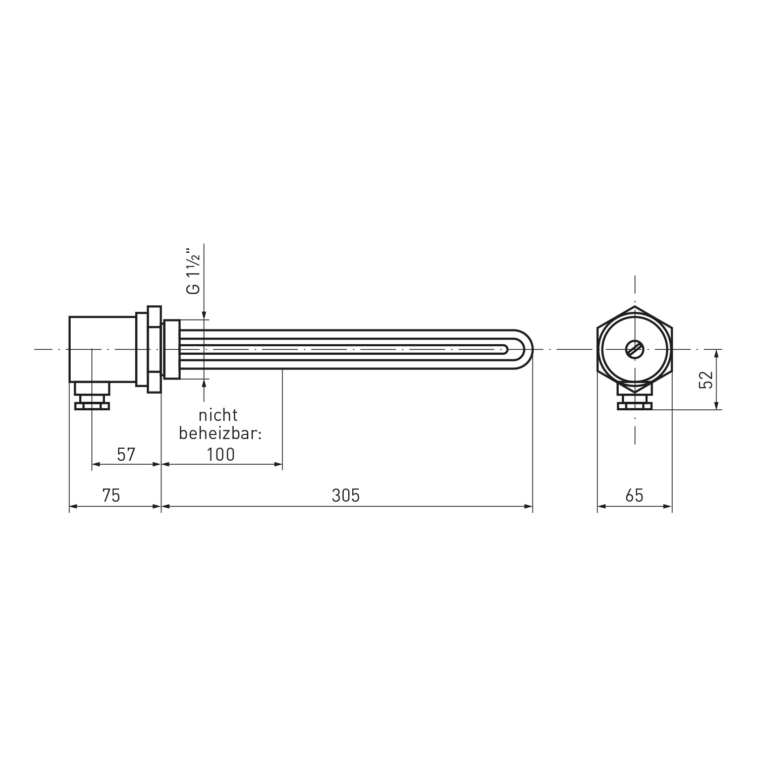 Einschraubheizung / Heizpatrone ESH 3.00 - 3 kW - 305 mm