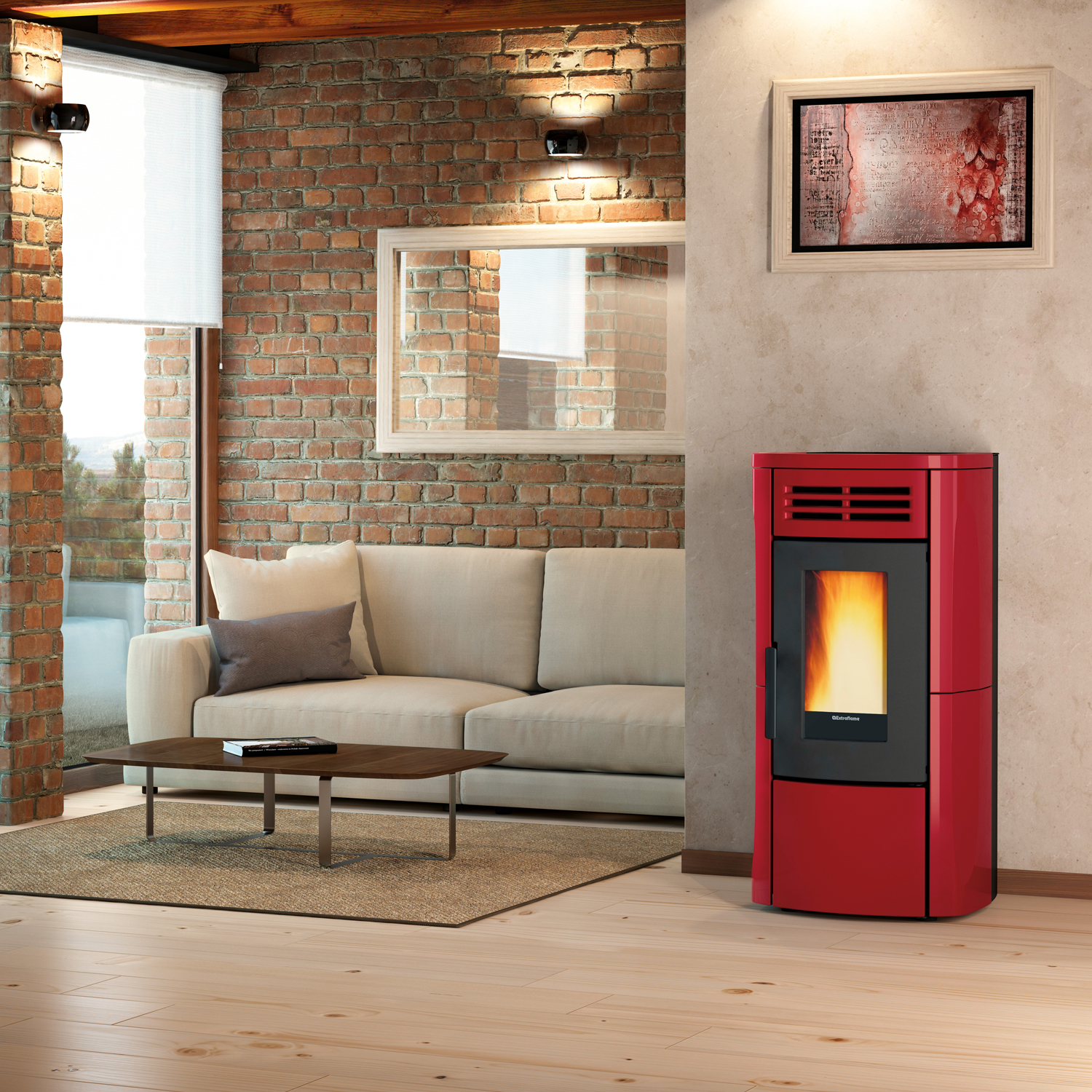 Extraflame Evolution Line Terry Plus Pelletofen Majolika Bordeaux