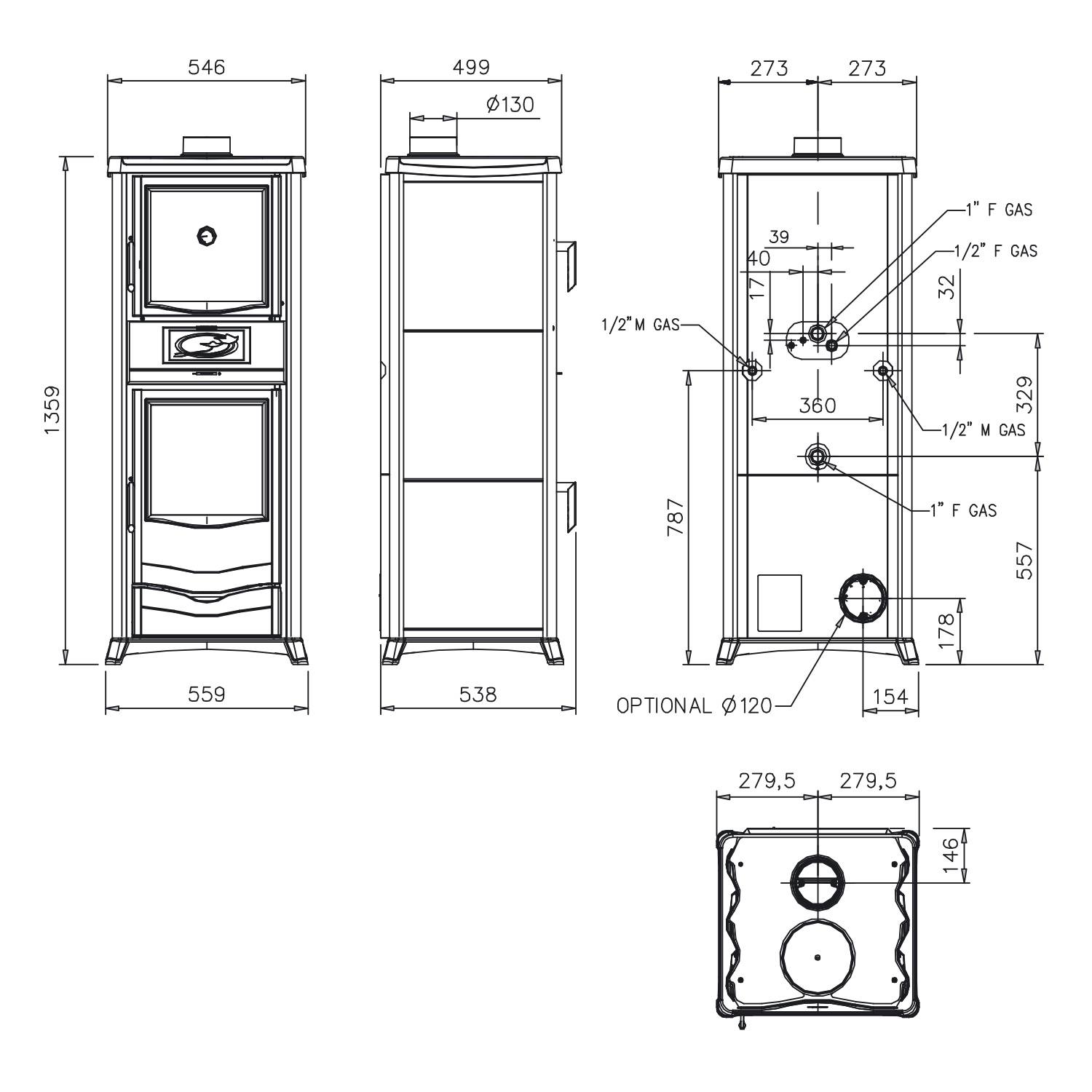 La Nordica Termorossella Plus Forno DSA 4.0 Wasserführender Kaminofen Liberty Panna