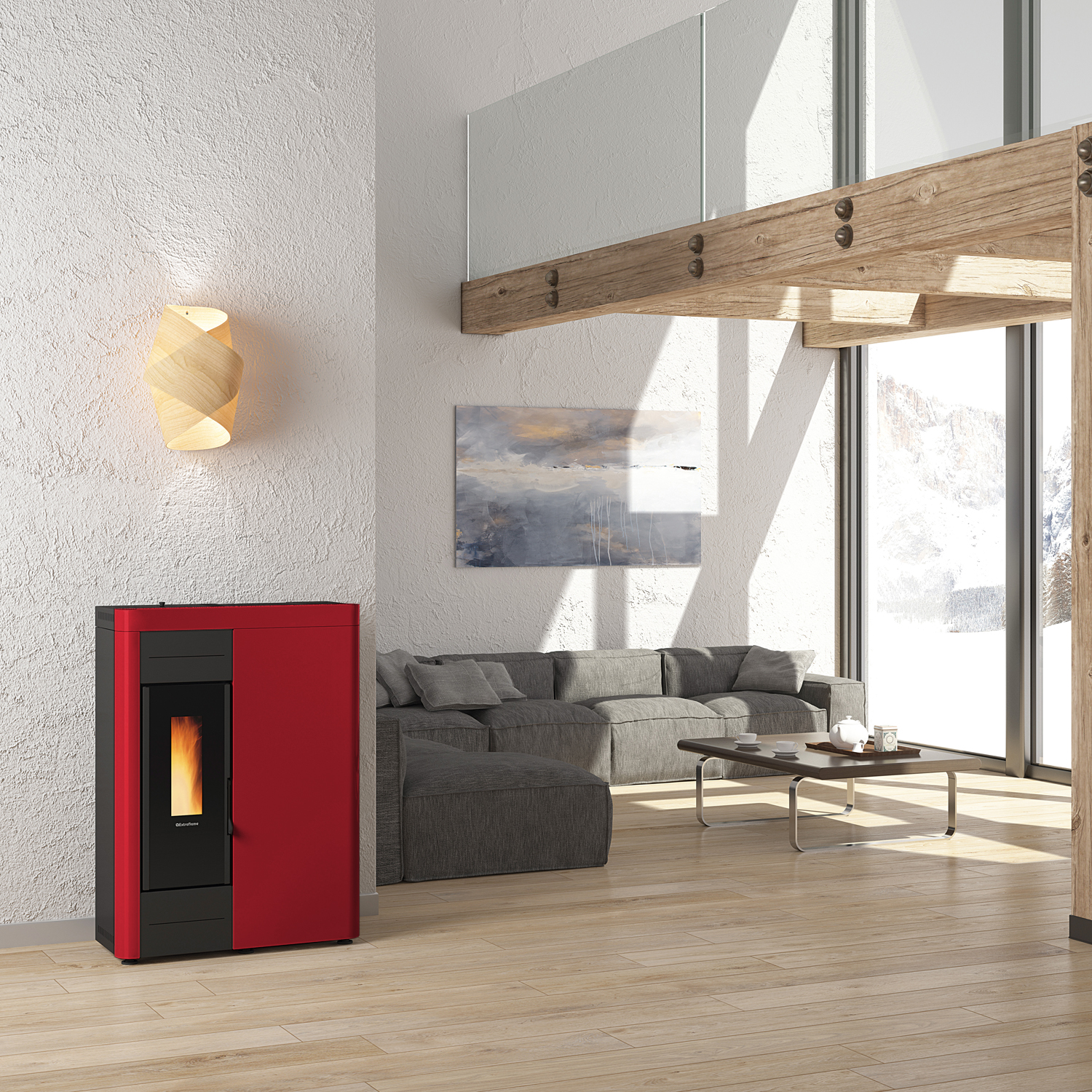 Extraflame Virna Idro wasserführender Pelletofen Bordeaux