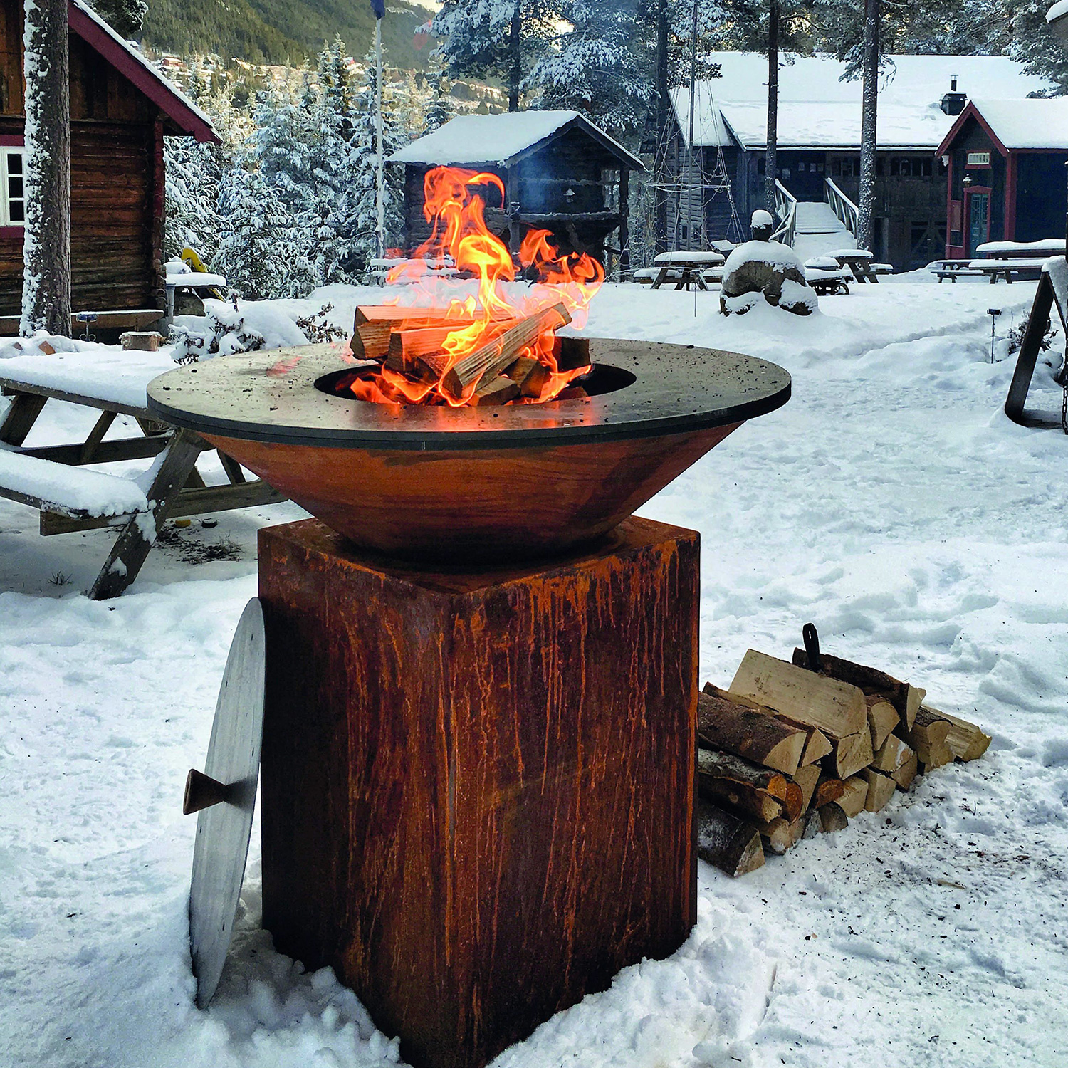 OFYR Deckel-Set Lösch- und Softschutzdeckel Schwarz für 85-er Grill & Feuerstelle