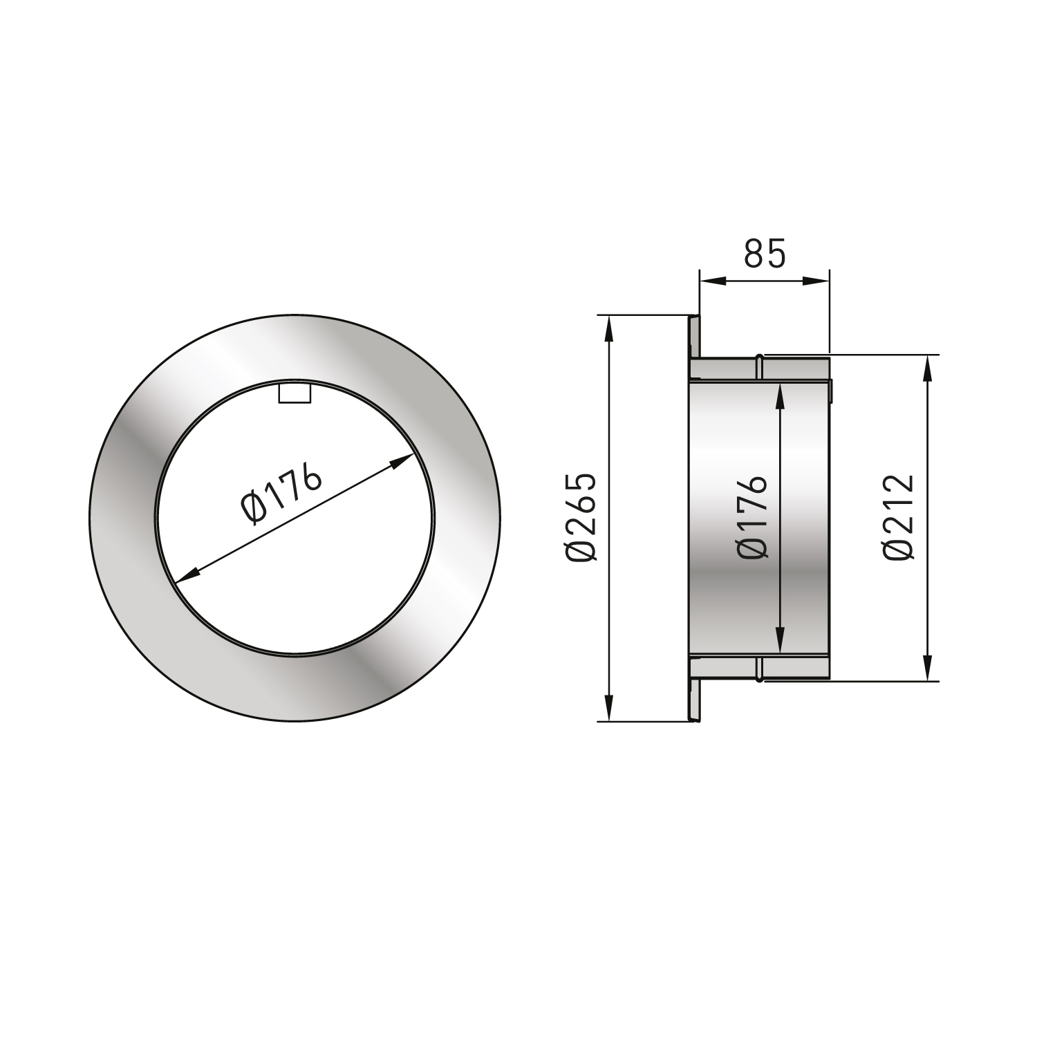 Raik Doppelwandfutter mit Wandrosette für doppelwandige Rauchrohre Izoker 150 mm, Schwarz