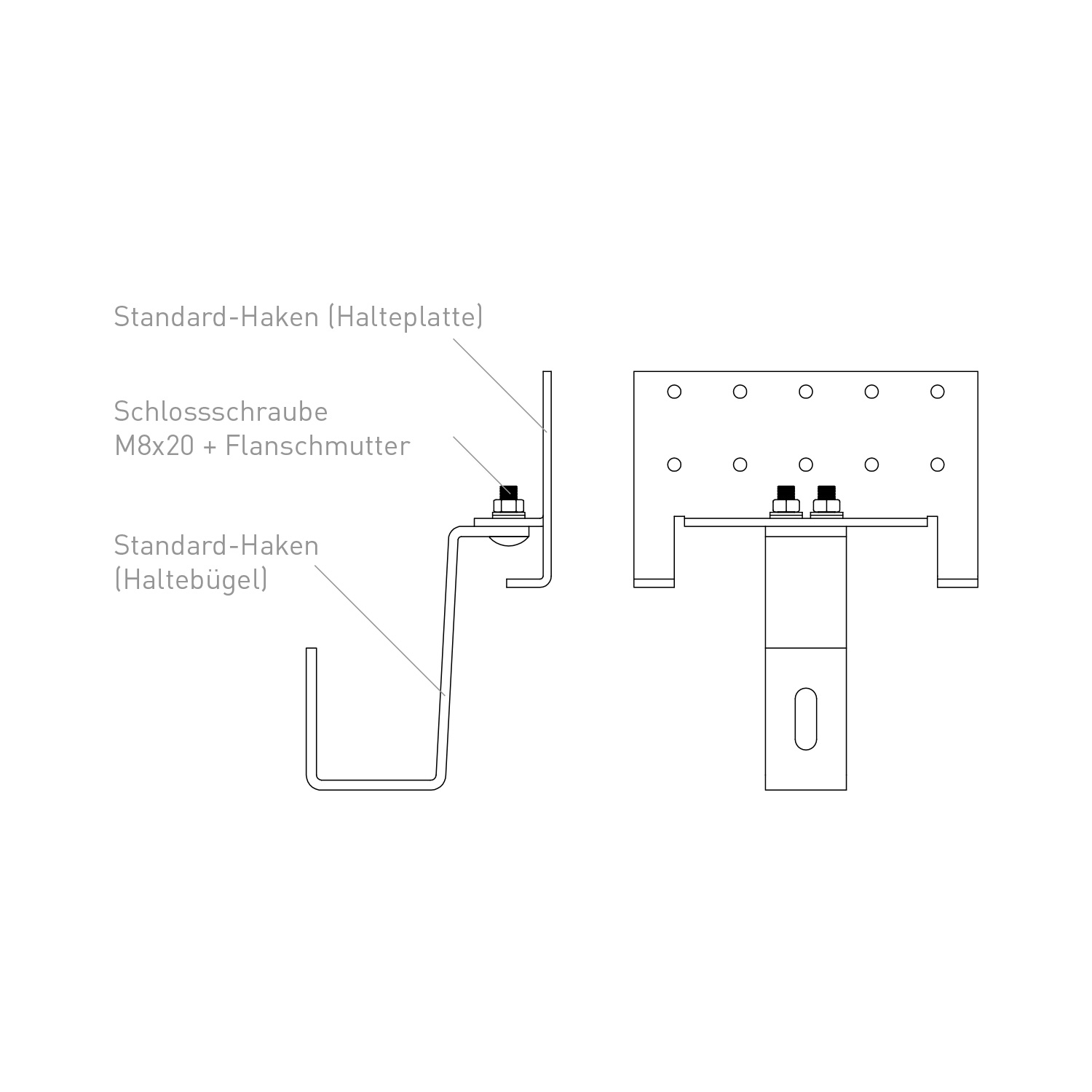 Sunex Aufdachmontageset für Schrägdach 10 bis 25 Grad für 2 Flachkollektoren AMP 2.0