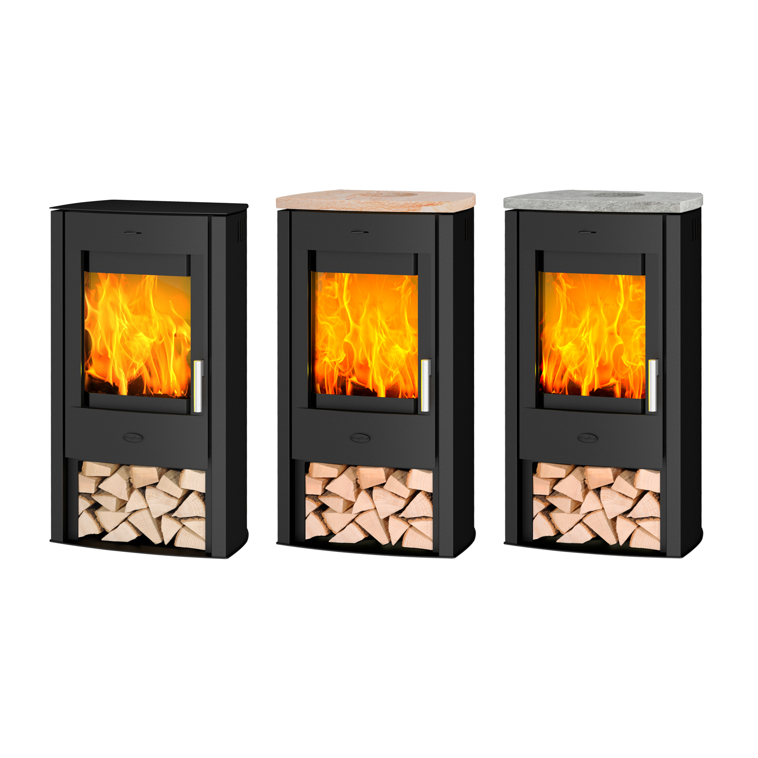 Fireplace Tuvalu Kaminofen Stahl Schwarz | Topplatte Speckstein