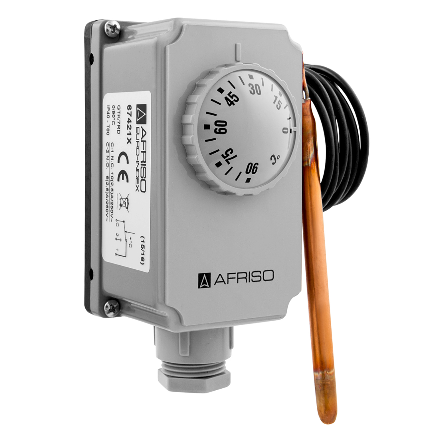 Afriso GTK Gehäusethermostat mit Kapillarleitung 2000 mm, Temperaturregler