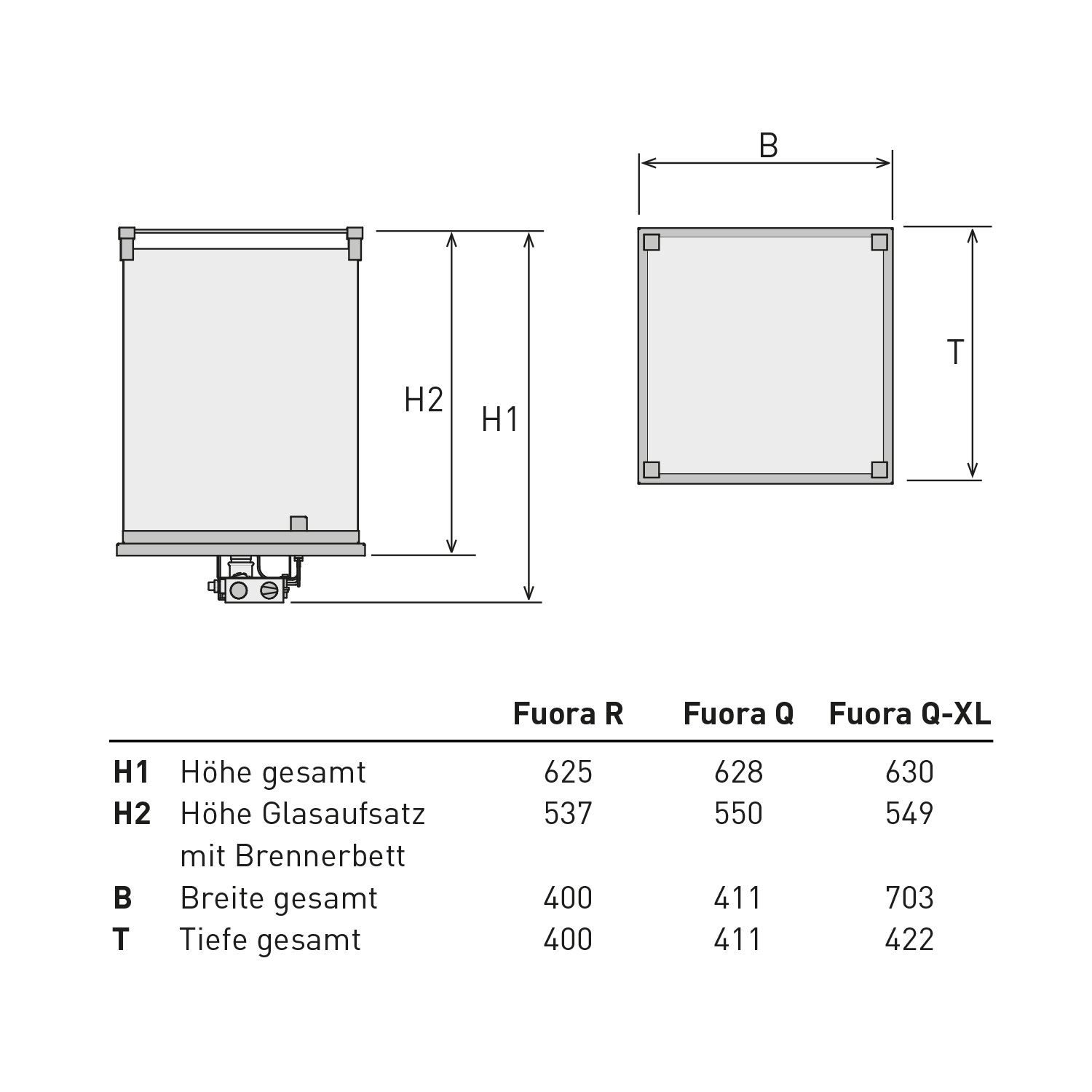 GRDN Fuora Q Outdoor-Kamin Anthrazit