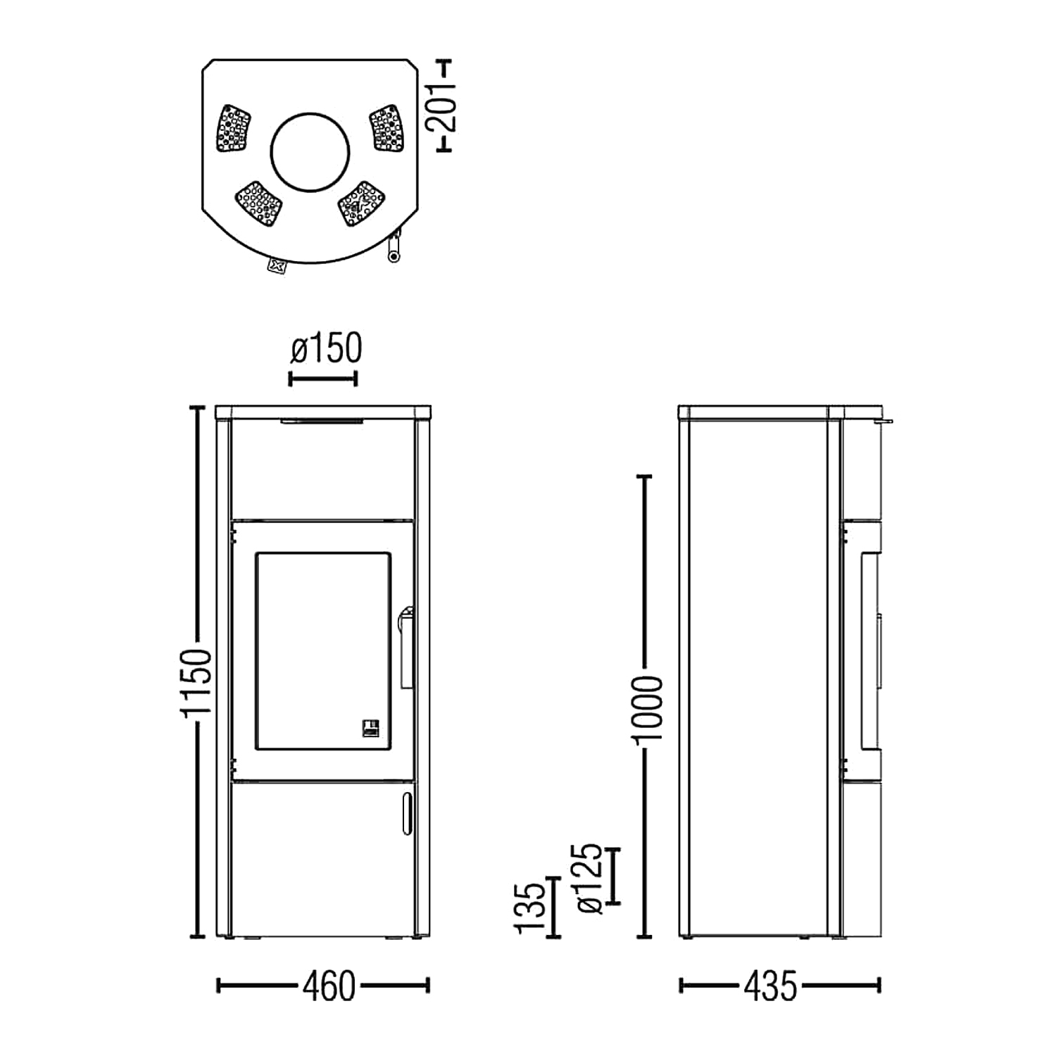 Austroflamm Bono Xtra Kaminofen Stahl Gussgrau + 1 m³ Kaminholz gratis