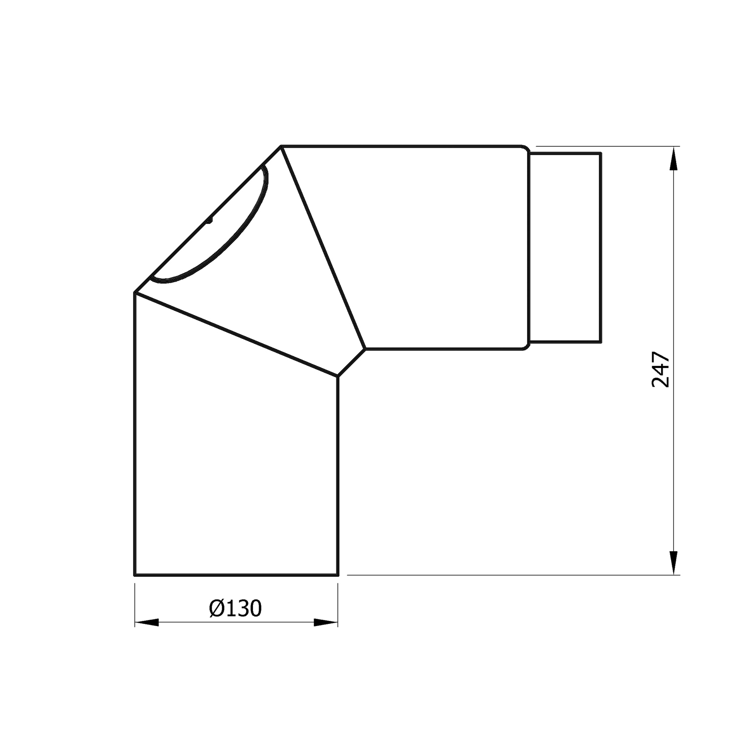 Raik Rauchrohrbogen / Ofenrohr 130mm - 90° mit Reinigungsöffnung schwarz