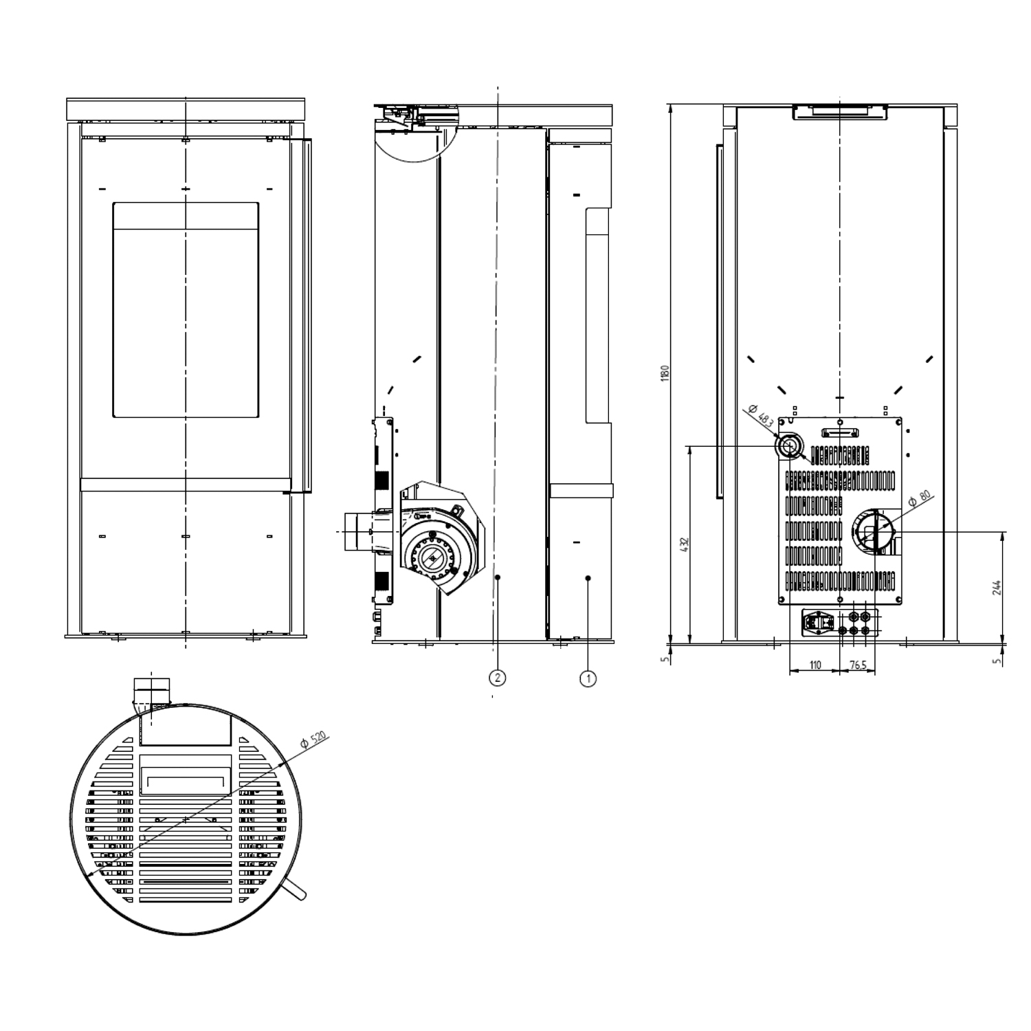 Oranier Carus 2.0 Pelletofen Stahl Schwarz