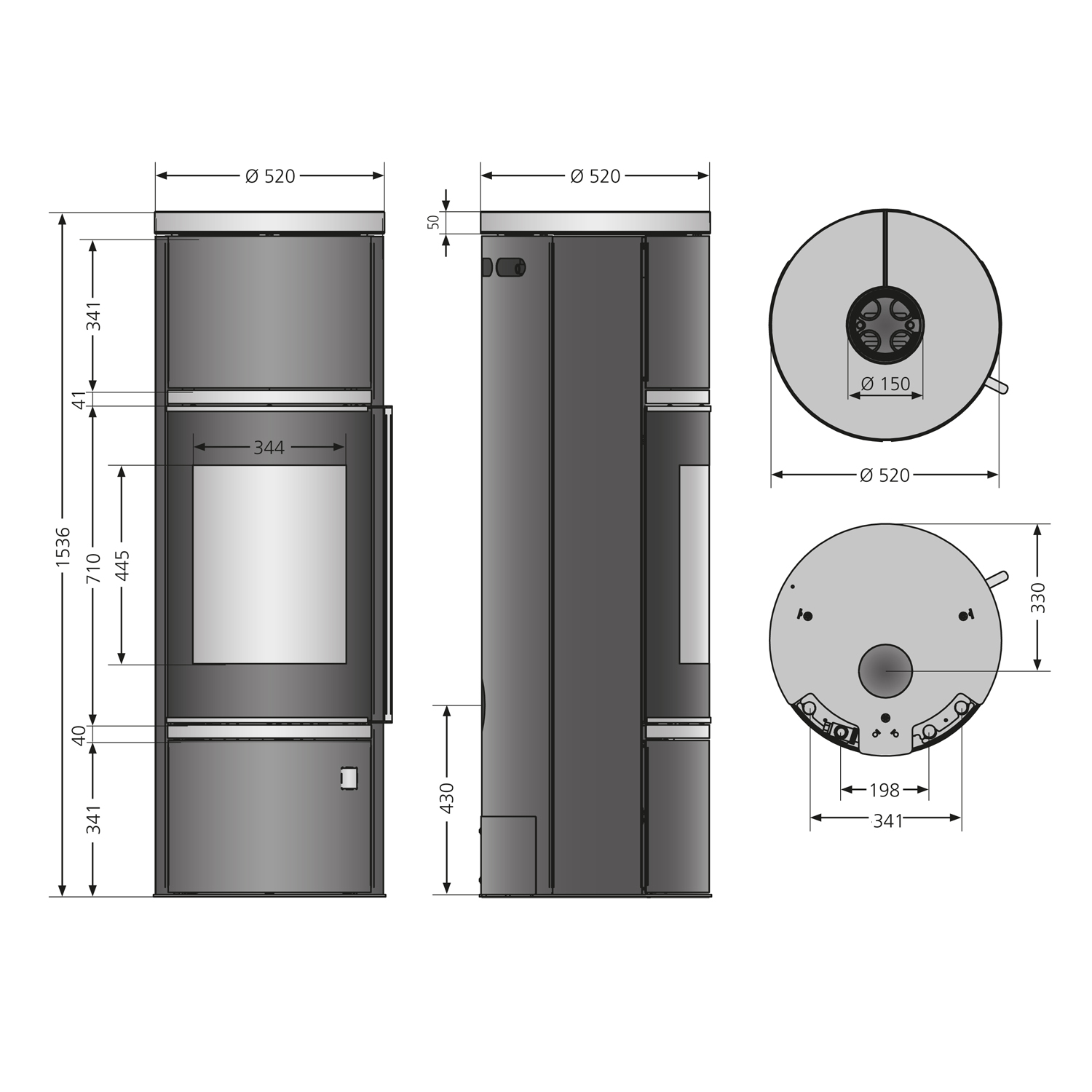 Oranier Arena Aqua 2.0 wasserführender Kaminofen Stahl Schwarz