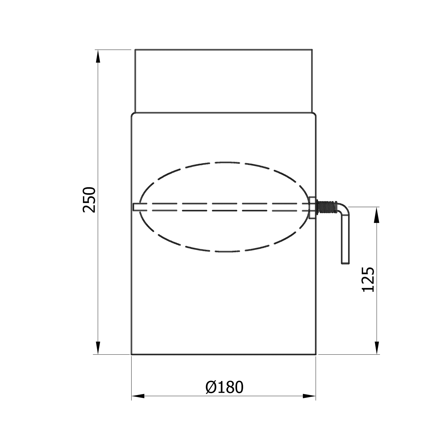 Raik Rauchrohr / Ofenrohr 180mm - 250mm mit Zugregulierung schwarz