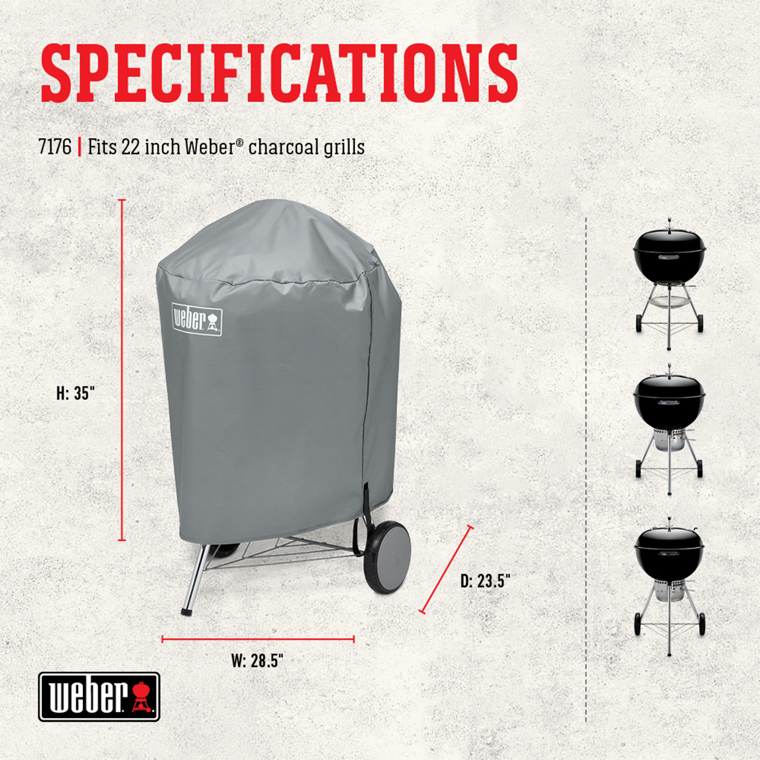 Weber Standard-Abdeckhaube für Holzkohlegrills 57 cm