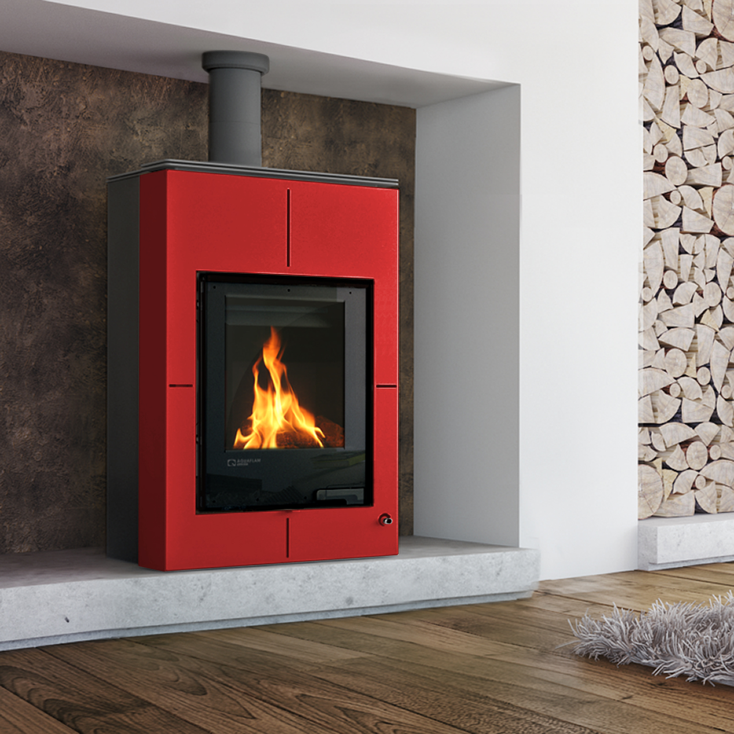 Aquaflam Vario Saporo Basic Wasserführender Kaminofen Red 11/7 kW