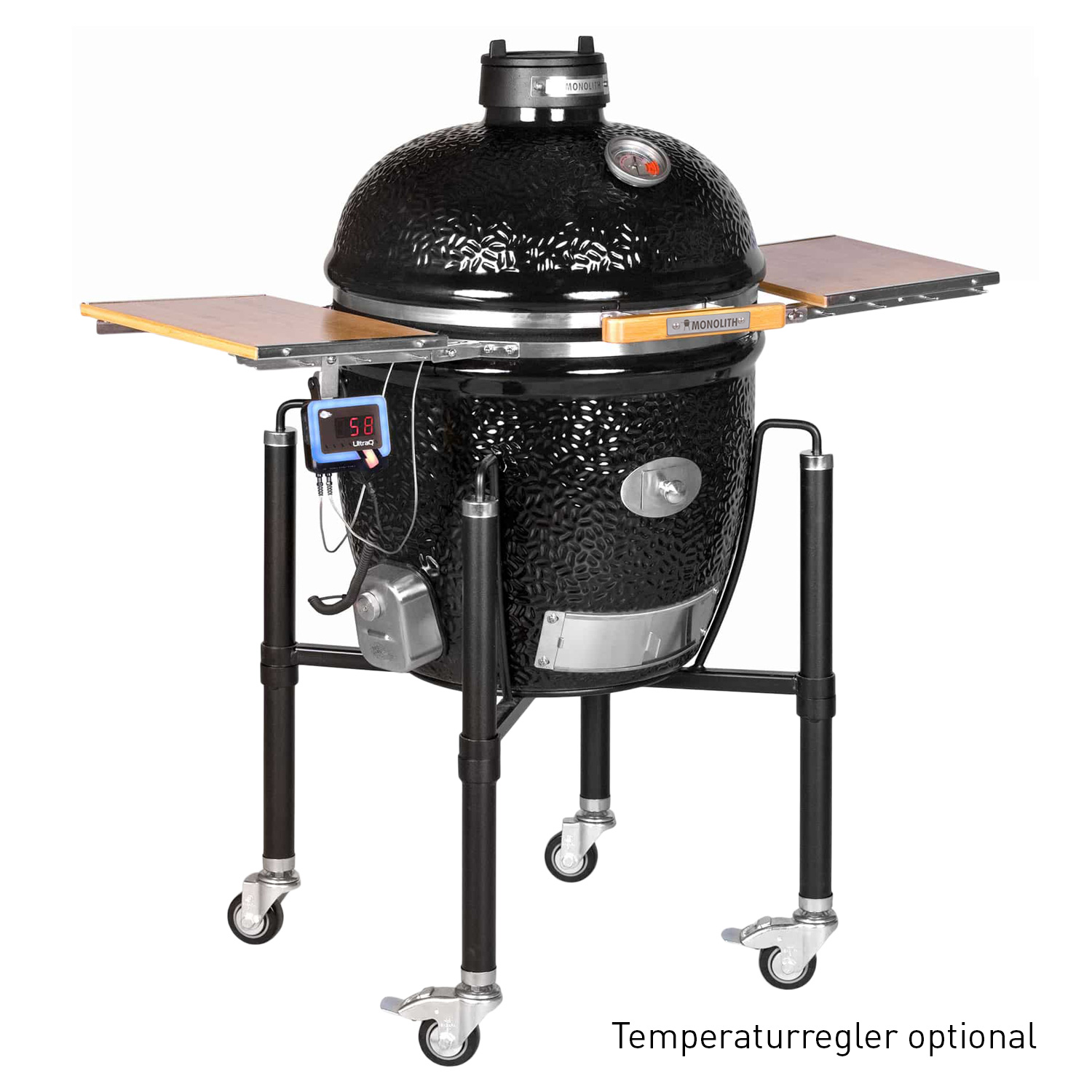 MONOLITH CLASSIC BBQ GURU Keramikgrill PRO-Serie 2.0 Schwarz mit Gestell und Seitentischen