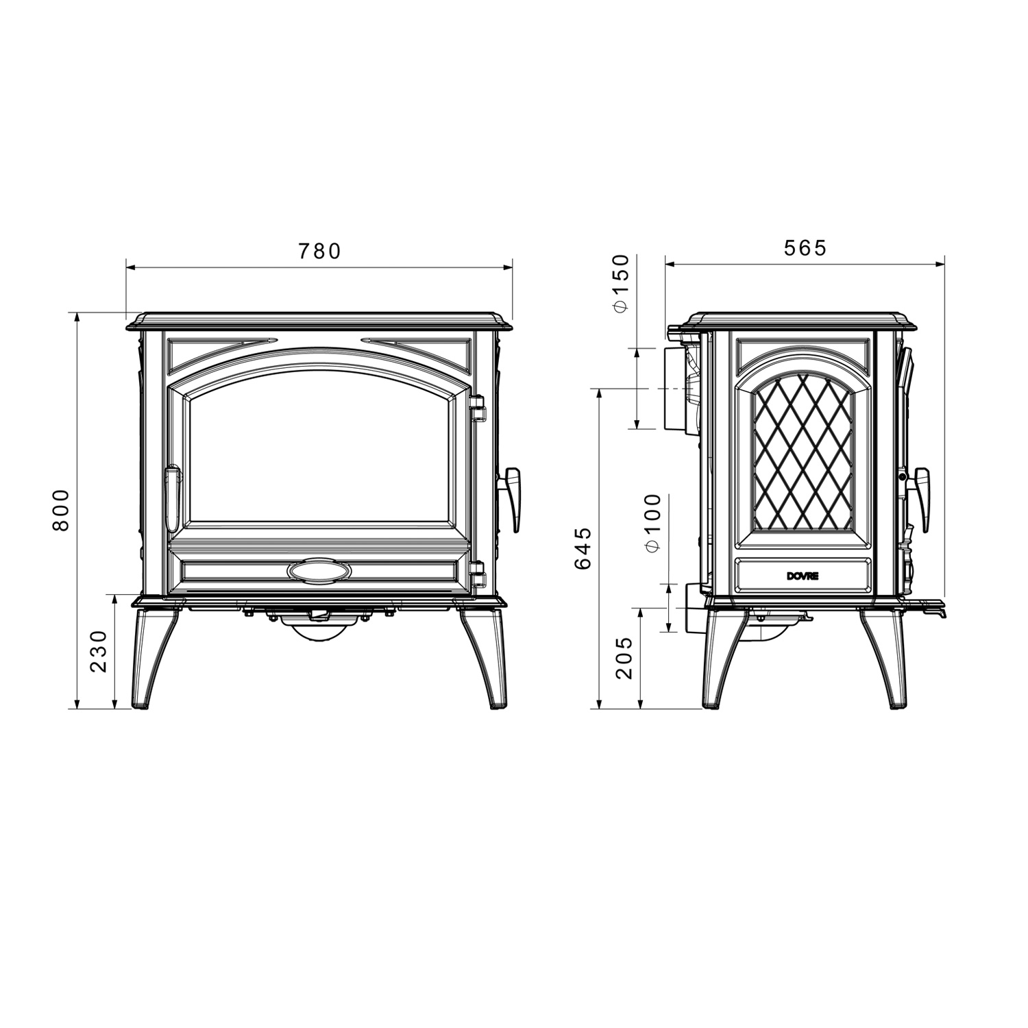 Dovre 760 WD Kaminofen Gusseisen Cremeweiß emailliert