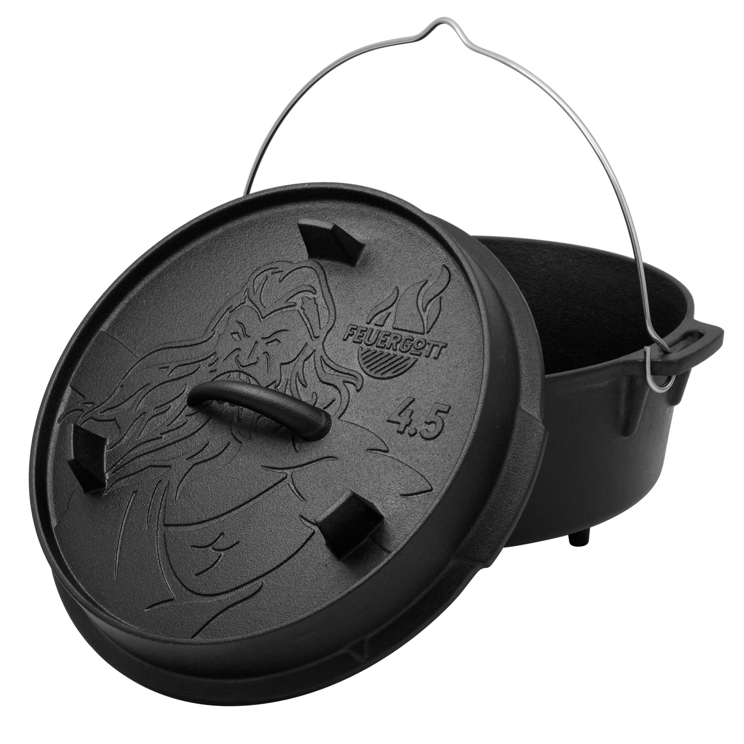 FEUERGOTT Dutch Oven 4,5 l mit Füßen