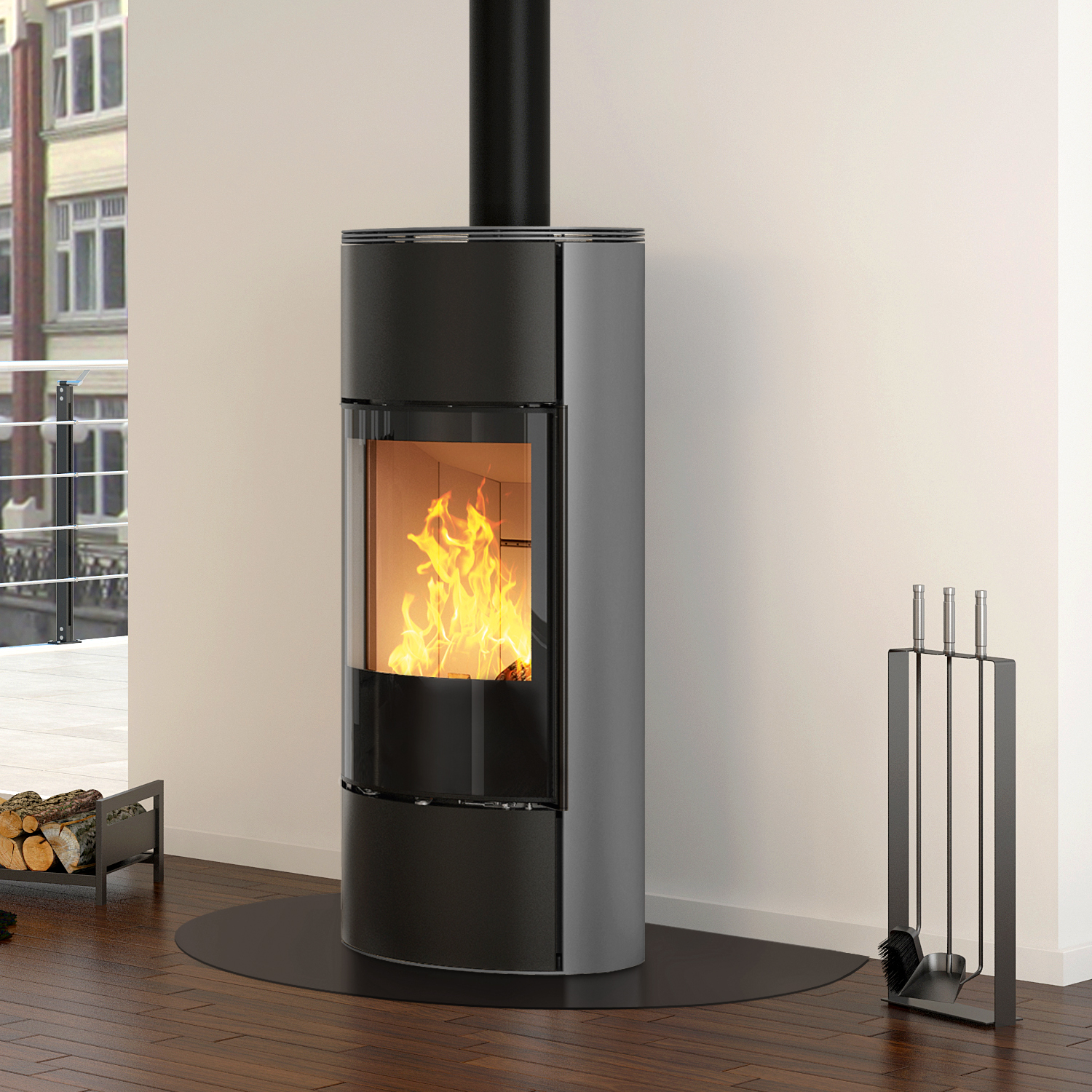 Spartherm Senso M H2O wasserführender Kaminofen Nero / Titan