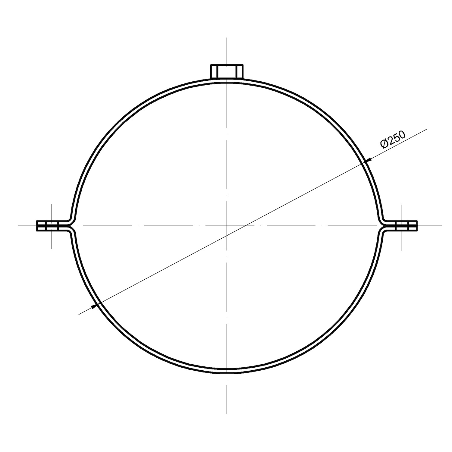 Raik Rauchrohr / Ofenrohr 250mm - Rohrschelle schwarz