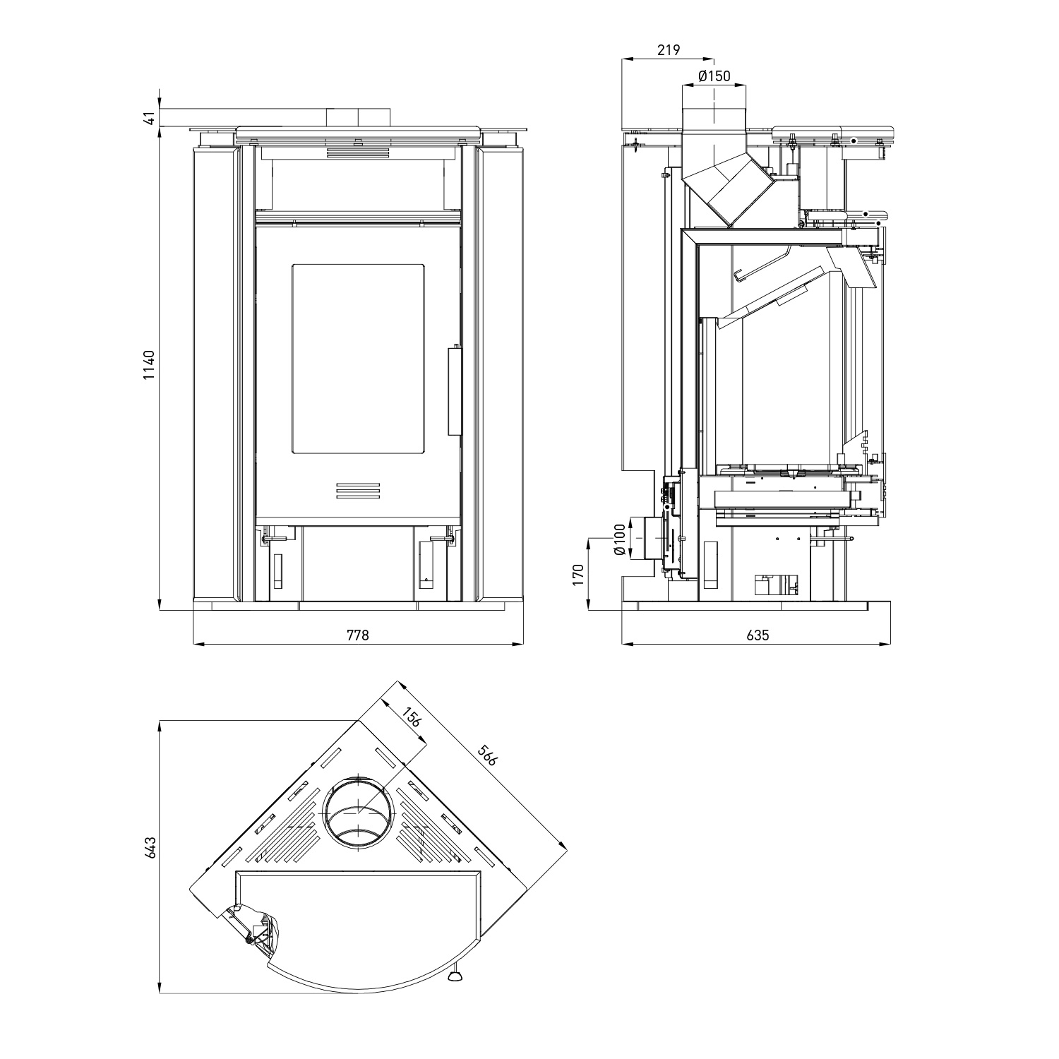 Haas+Sohn Kuopio II Kaminofen Perlanthrazit / Quarzit grau