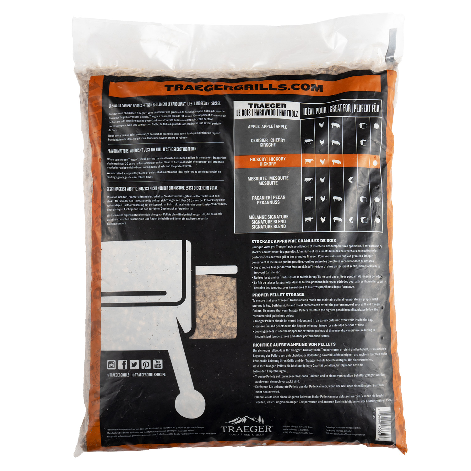 Traeger Hartholzpellets Hickory 9 kg