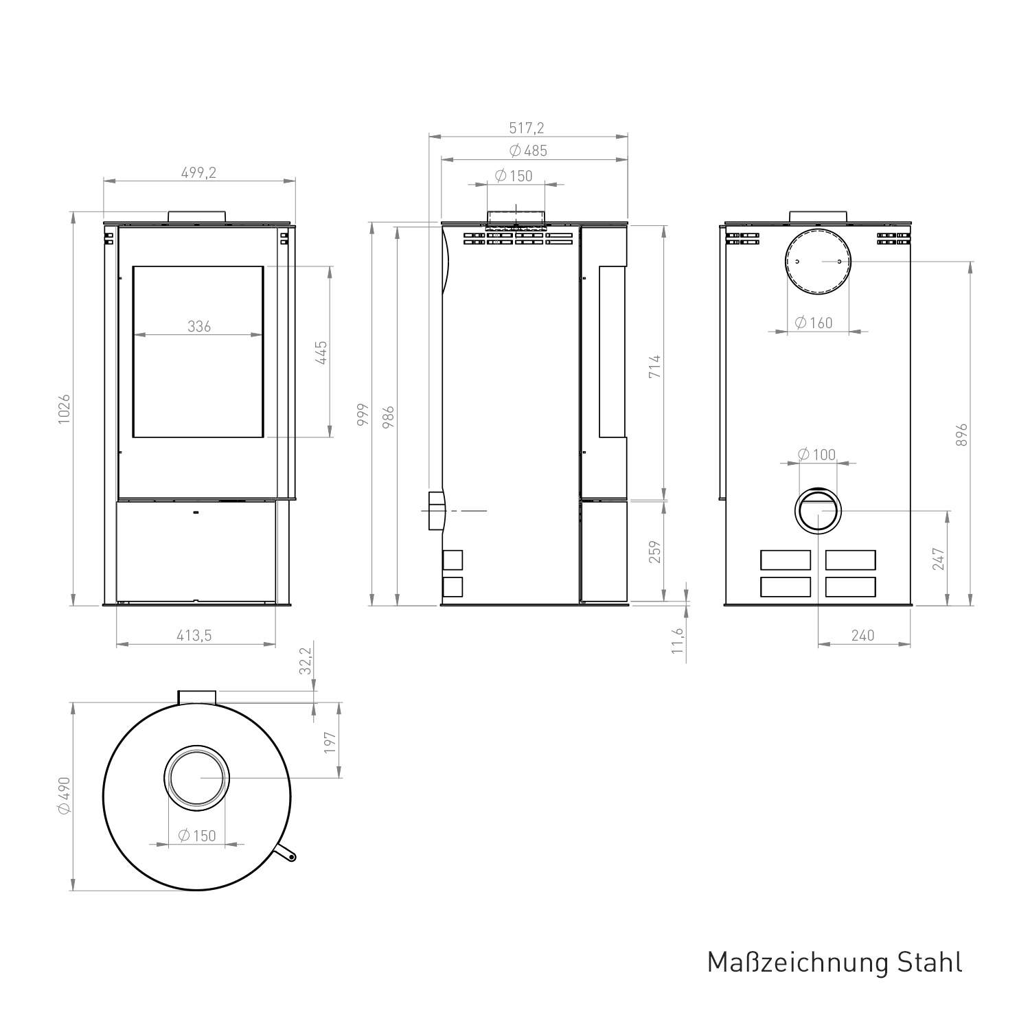 Fireplace Rondale Kaminofen Stahl Schwarz