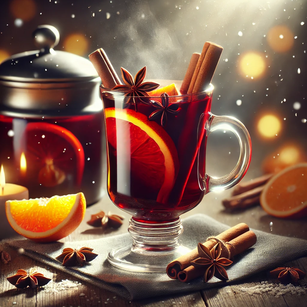 hohes-glas-mit-heißem-roten-glühwein-und-gewürzen