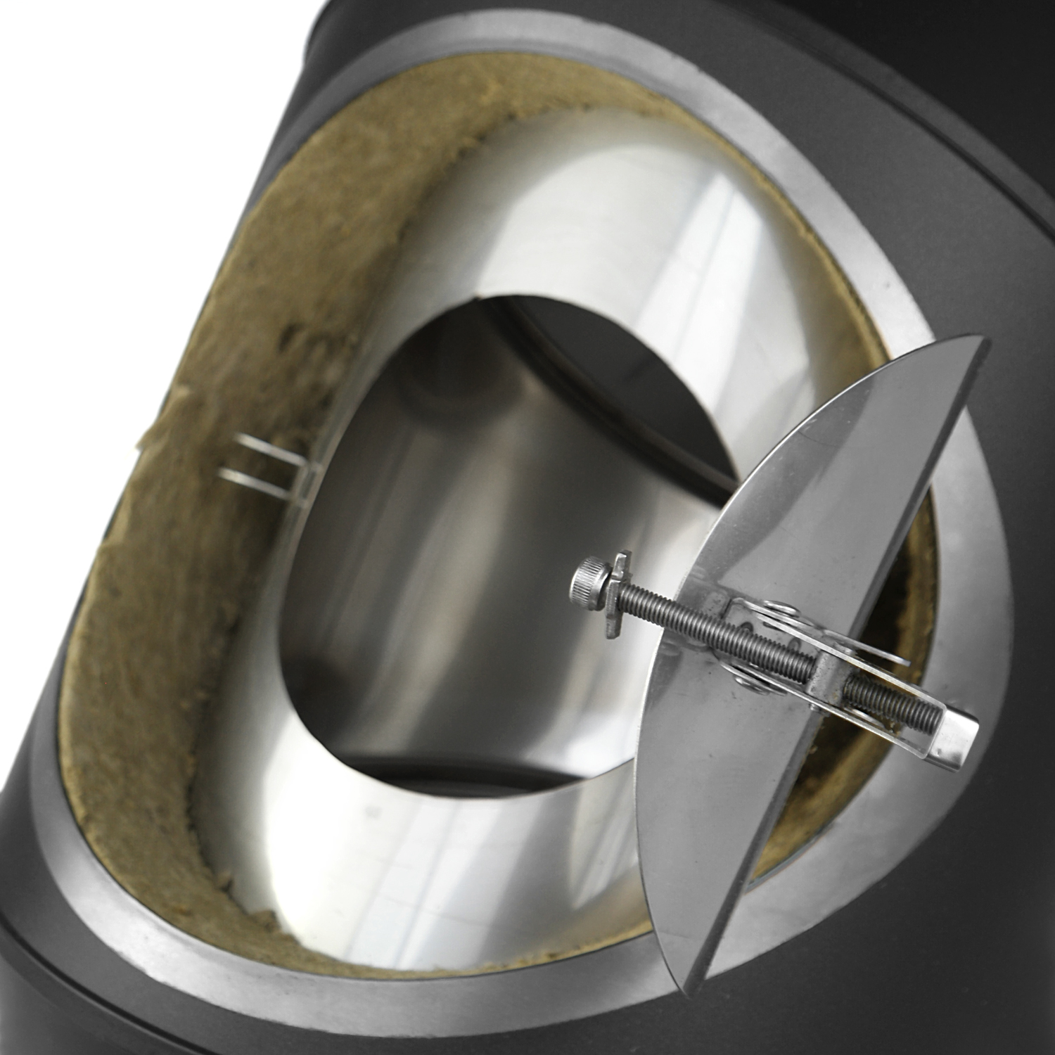 Raik Rauchrohrbogen / Ofenrohr Coltherm doppelwandig mit Isolierung, Durchmesser 150 mm, 90°, Schwarz, mit Reinigungsöffnung