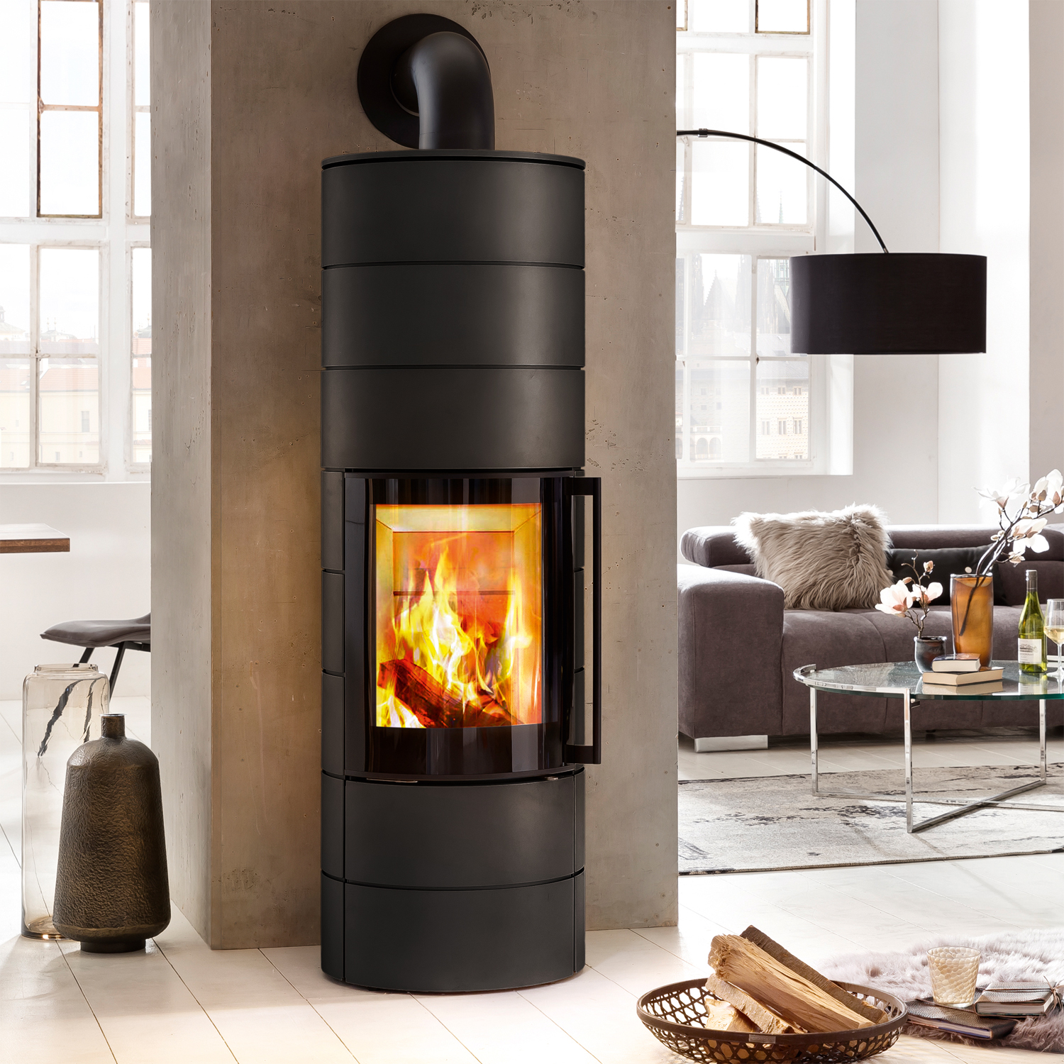 Spartherm ambiente a4 Kaminofen Stahl Nero RLU + 1 m³ Kaminholz gratis