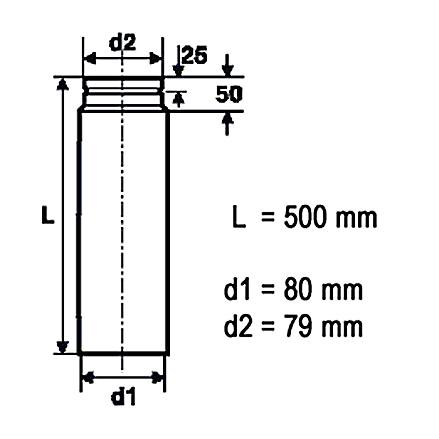 Raik Pelletrohr / Ofenrohr 80mm - 500mm