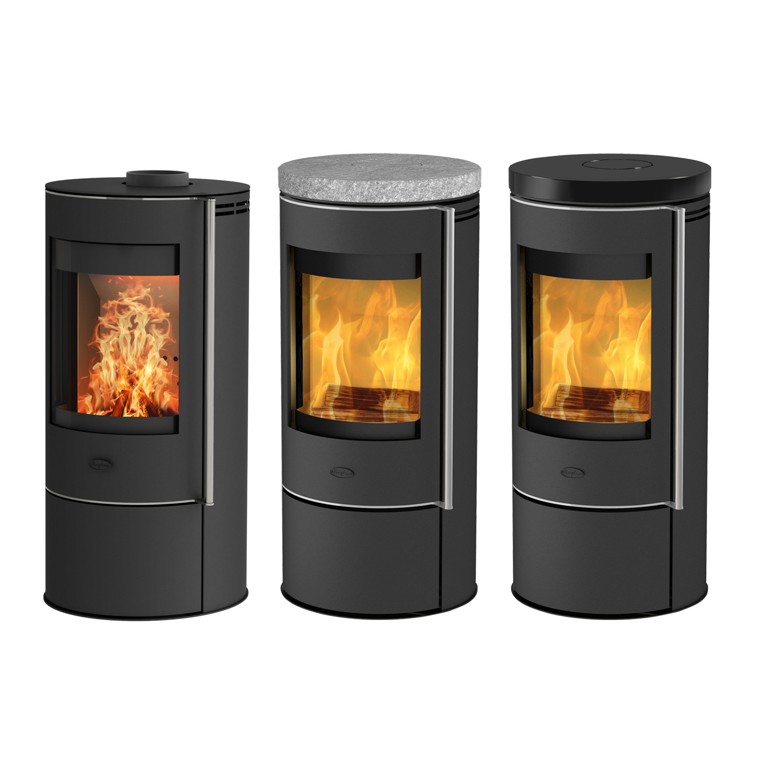 Fireplace Rondale Kaminofen Stahl Schwarz | Topplatte Keramik Schwarz