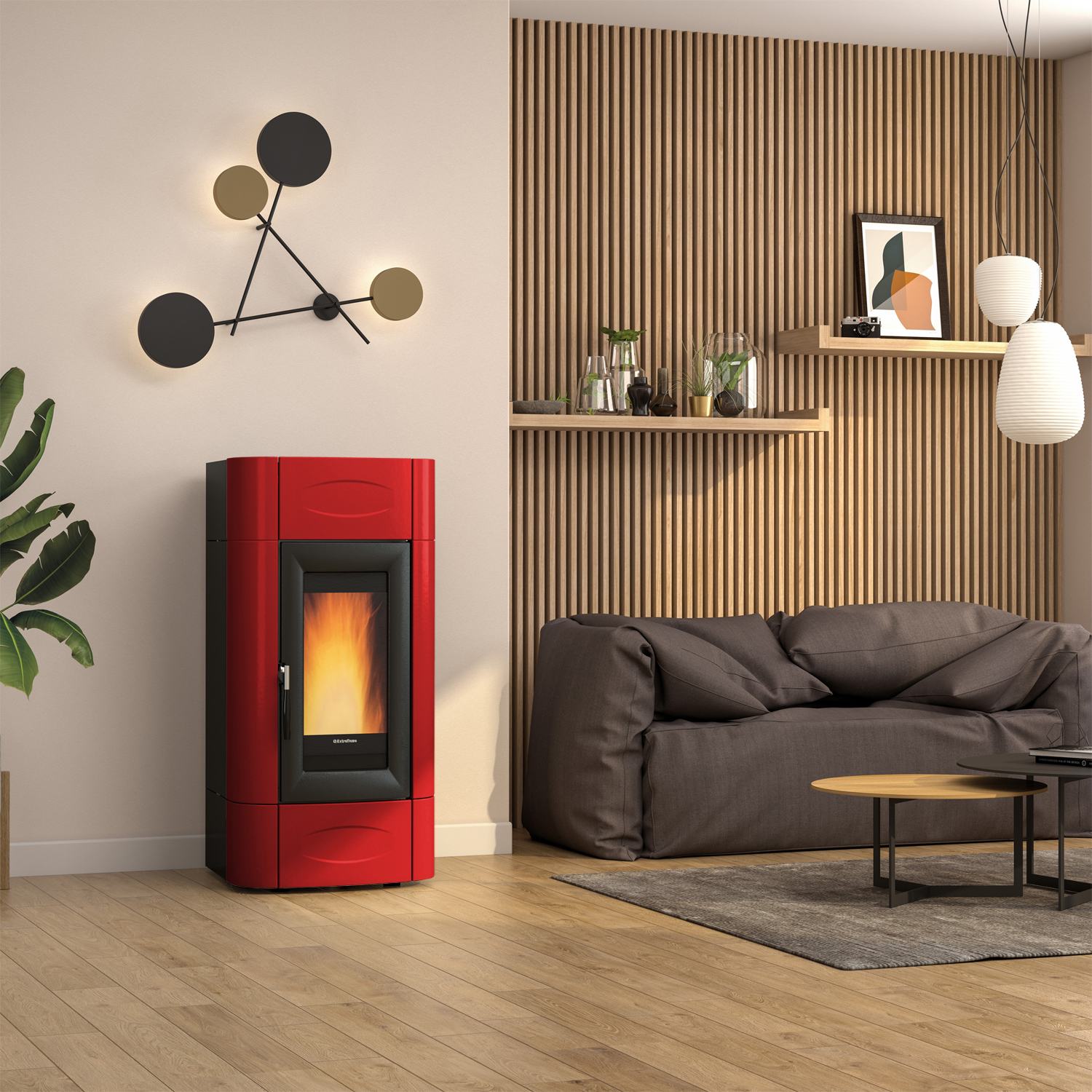 Extraflame Evolution Line Isidora Idro H20 wasserführender Pelletofen Bordeaux