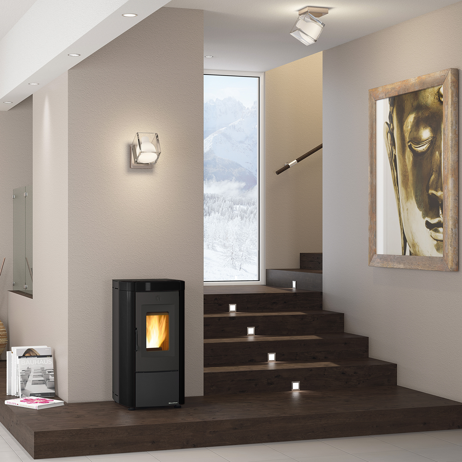 Extraflame Evolution Line Moira EVO Pelletofen Stahl Schwarz