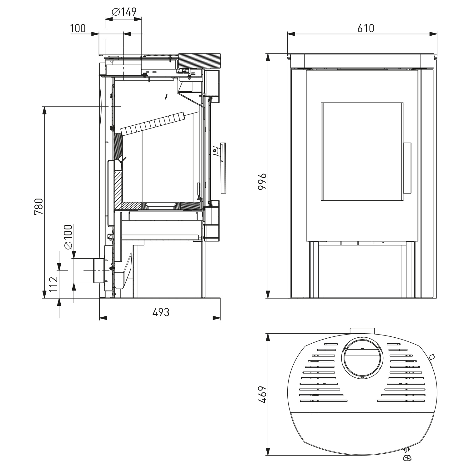 Haas+Sohn Bali easy Kaminofen Perlschwarz / Quarzit Grau