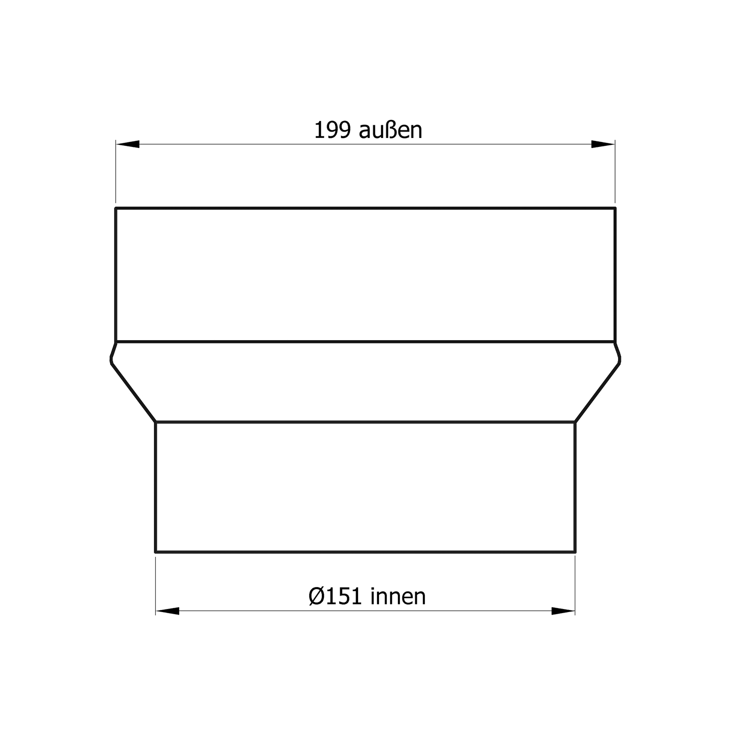 Raik Rauchrohr / Ofenrohr Erweiterung 150mm - 200mm gussgrau